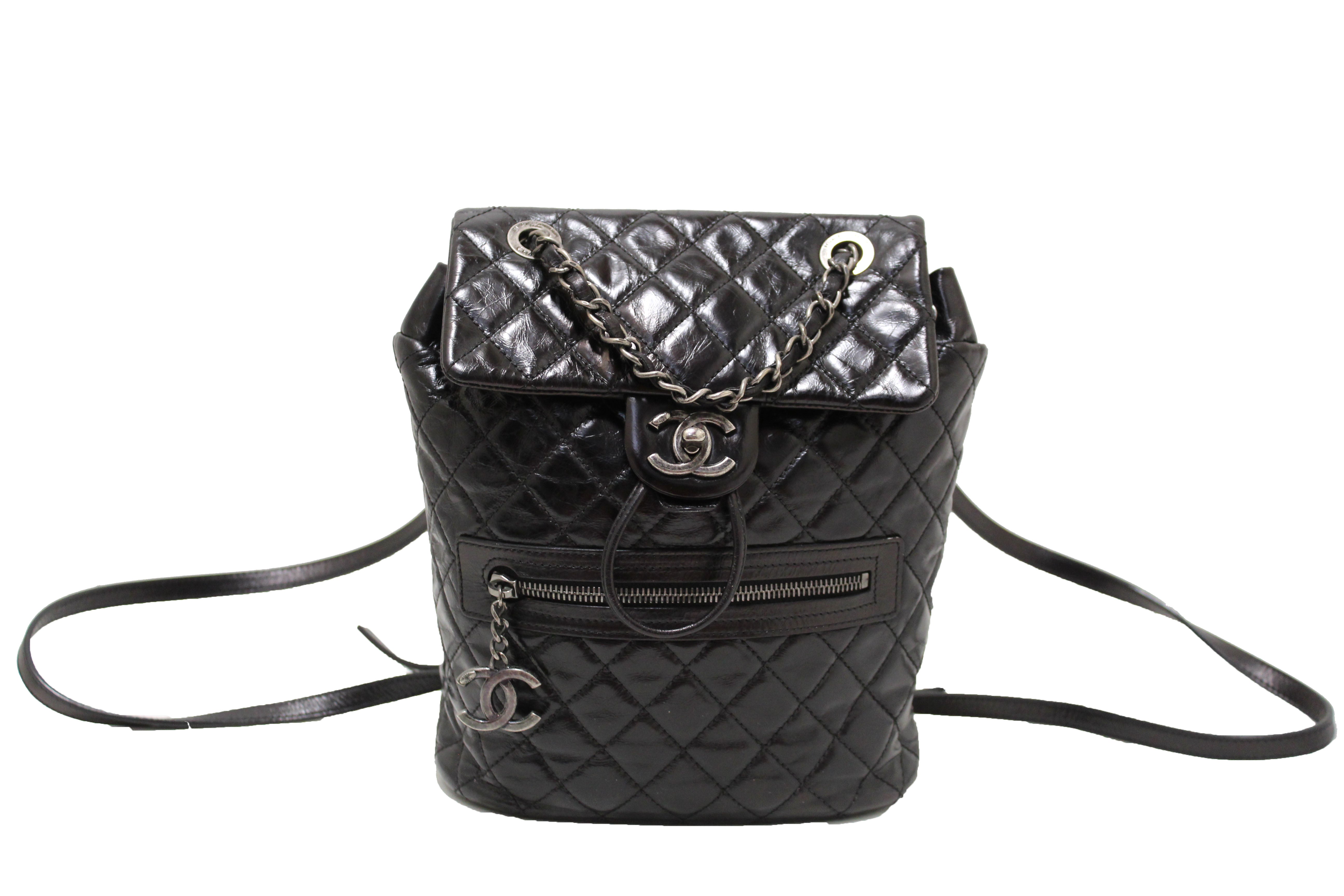 Authentic Chanel Black Quilted Calfskin Leather Small Salzburg Mountai – Paris Station Shop