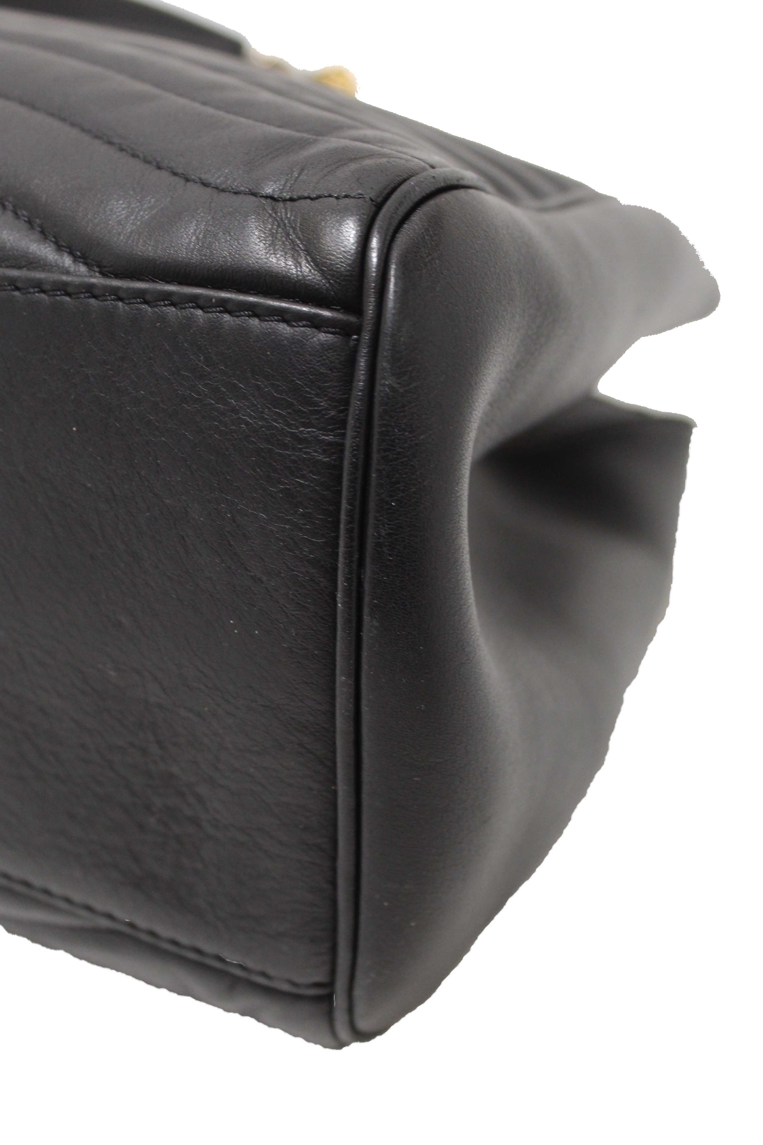 Authentic Louis Vuitton Black Leather New Wave Chain Tote Shoulder Bag