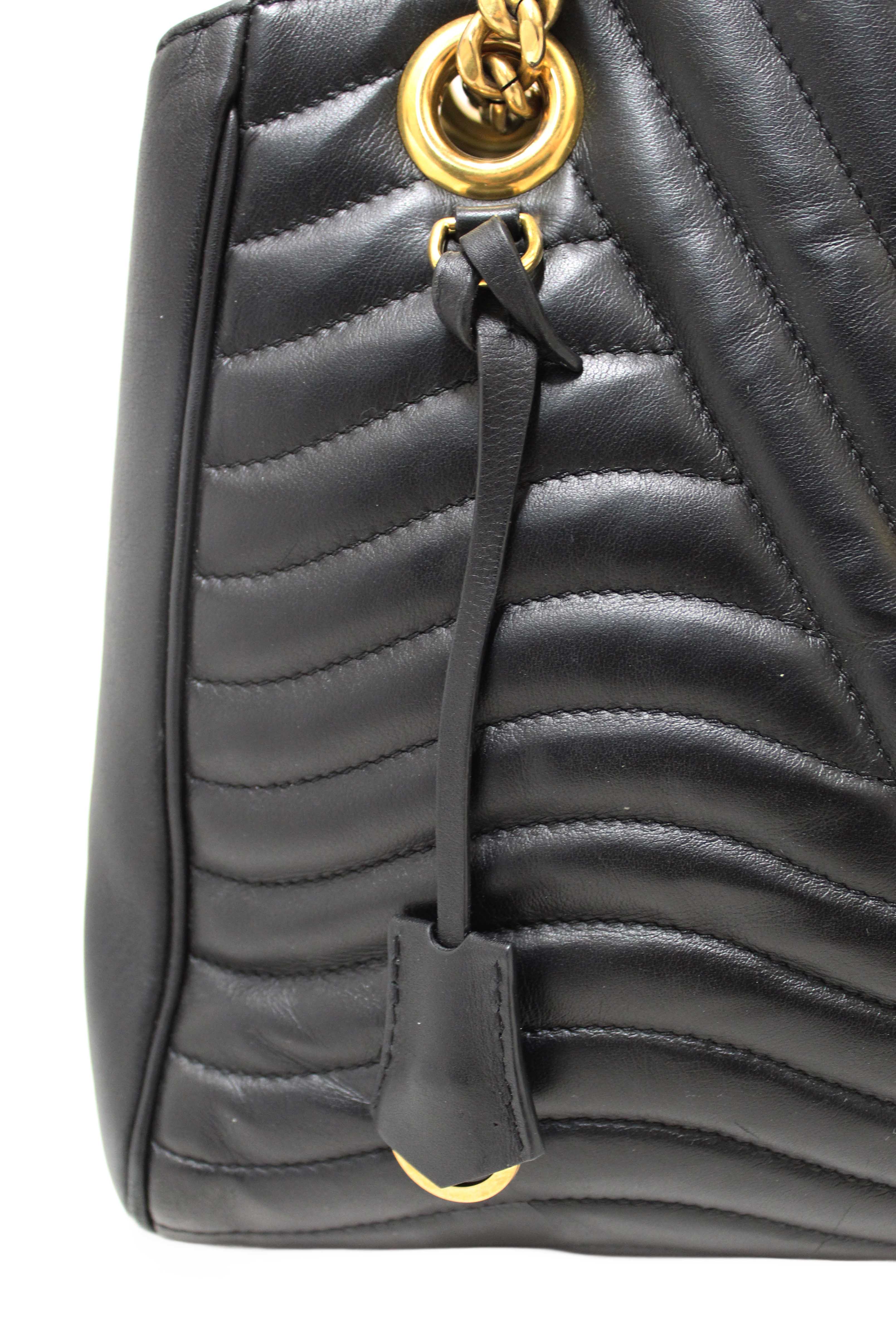 Authentic Louis Vuitton Black Leather New Wave Chain Tote Shoulder Bag