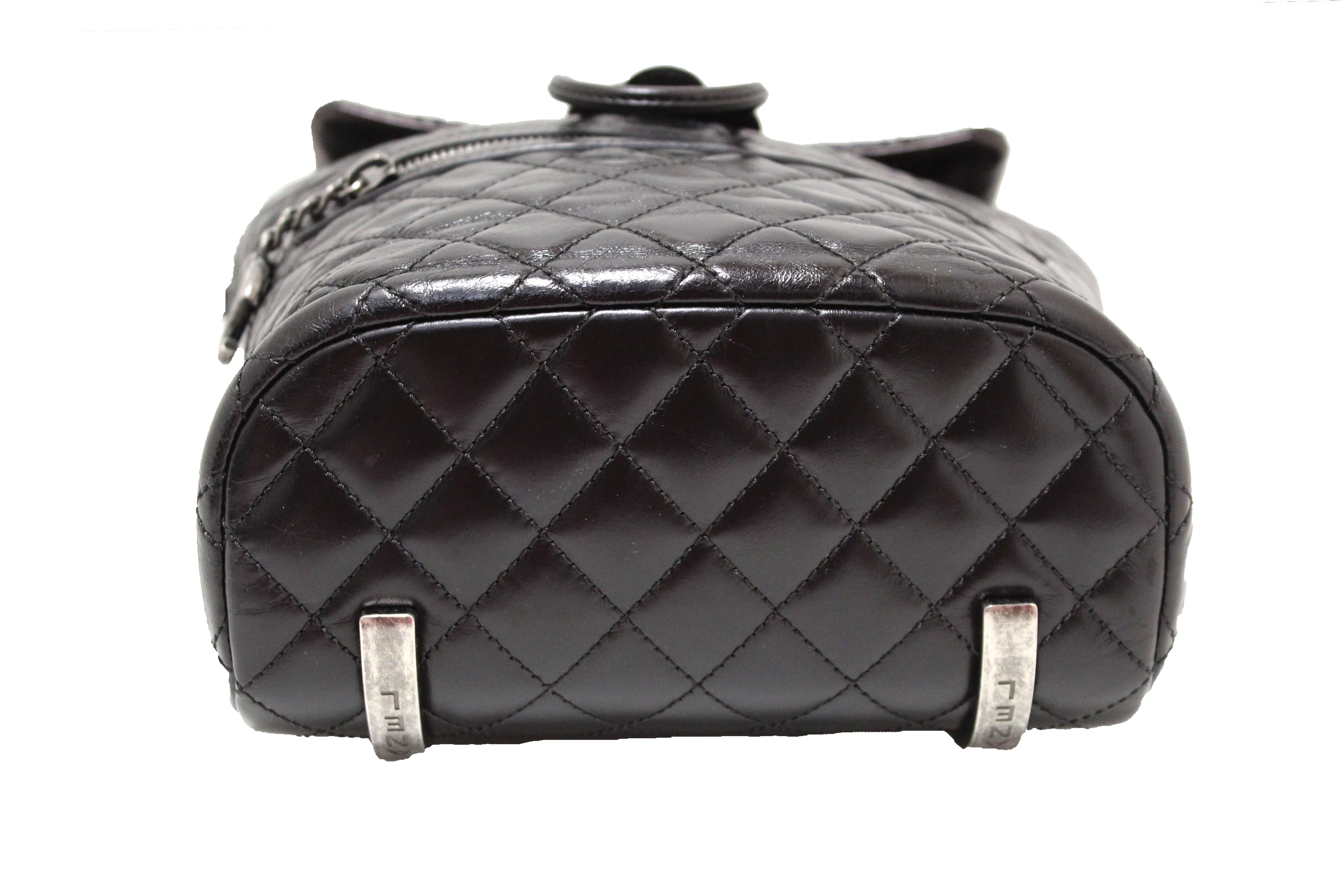 Authentic Chanel Black Quilted Calfskin Leather Small Salzburg Mountain Backpack