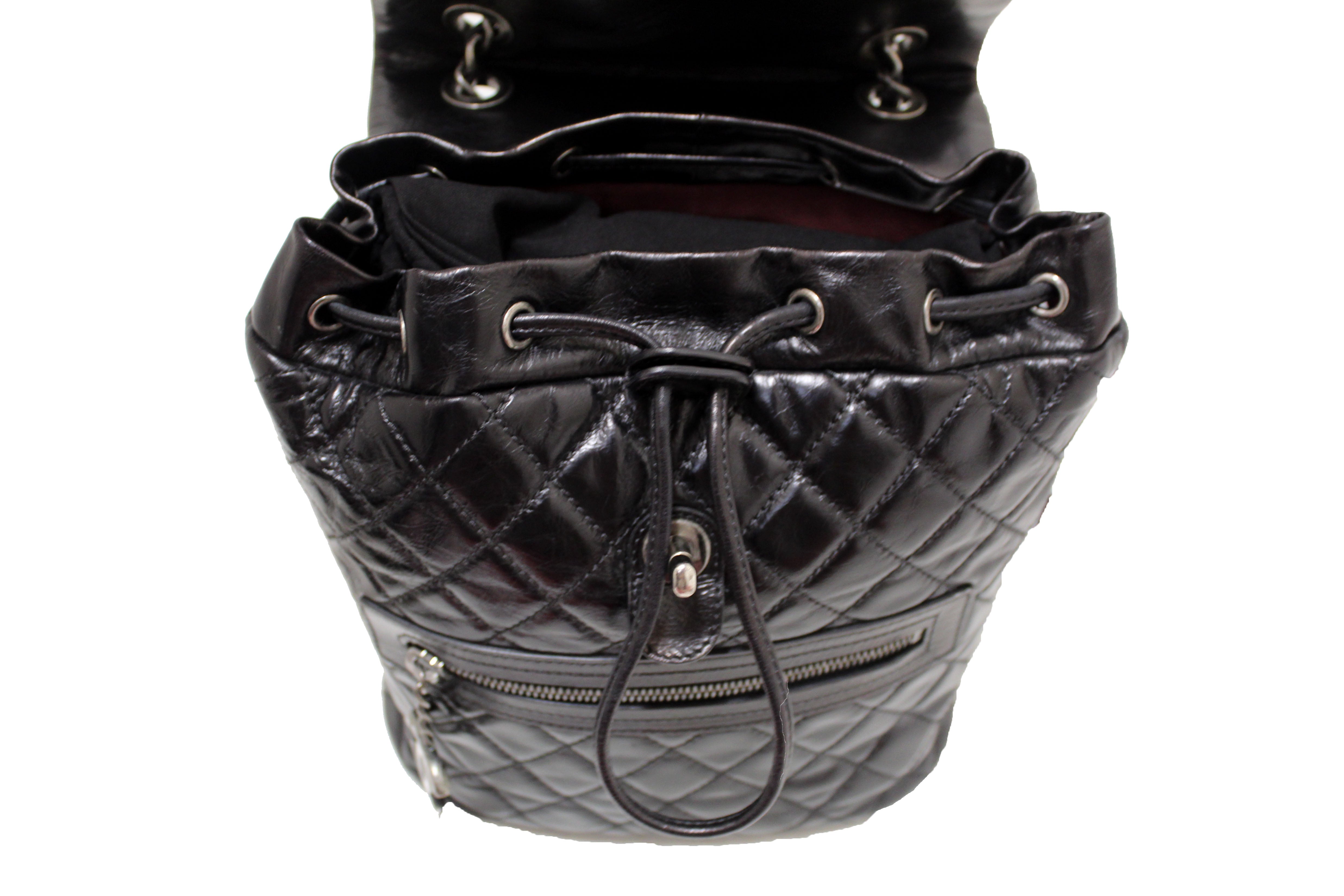 Authentic Chanel Black Quilted Calfskin Leather Small Salzburg Mountain Backpack