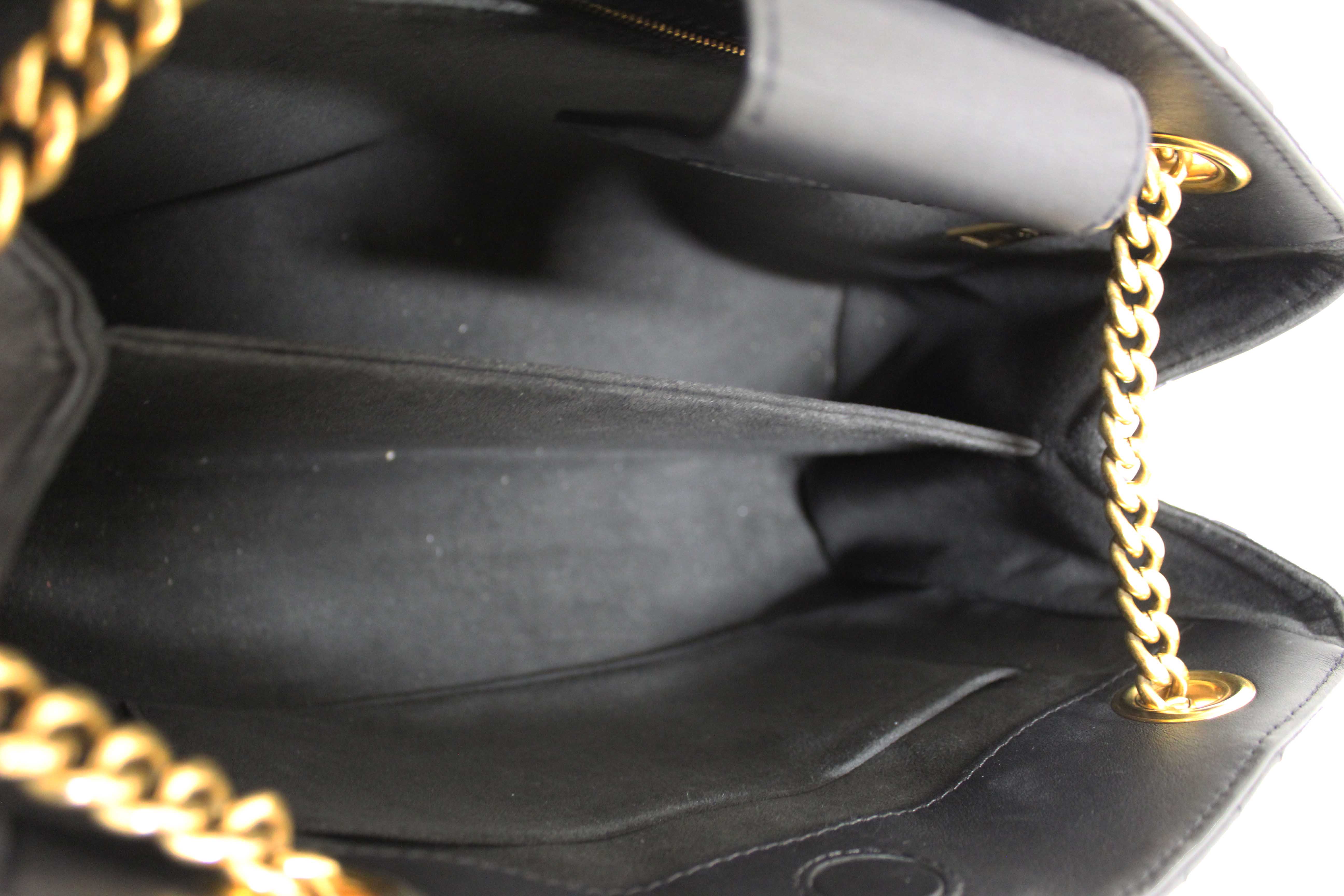 Authentic Louis Vuitton Black Leather New Wave Chain Tote Shoulder Bag