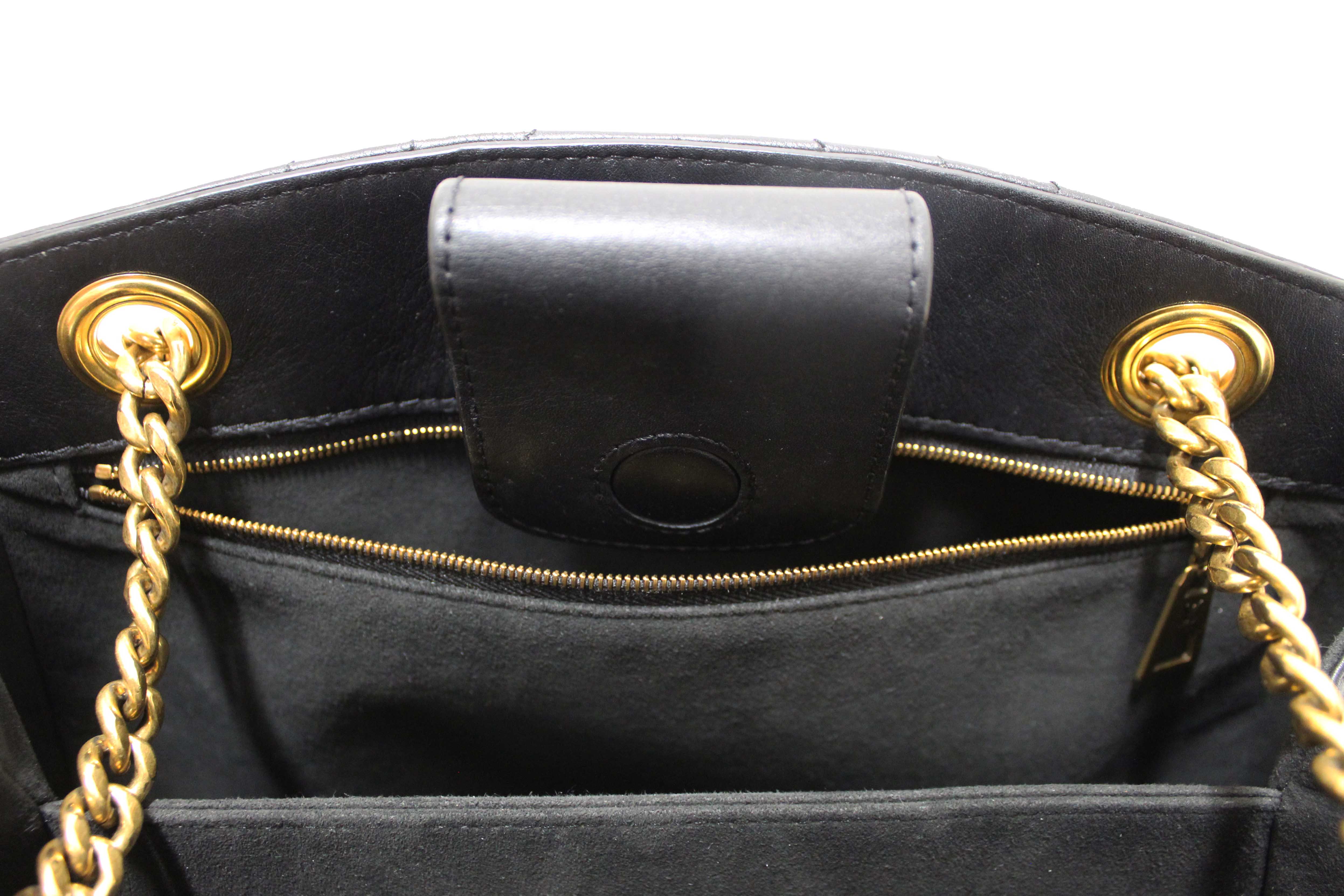 Authentic Louis Vuitton Black Leather New Wave Chain Tote Shoulder Bag