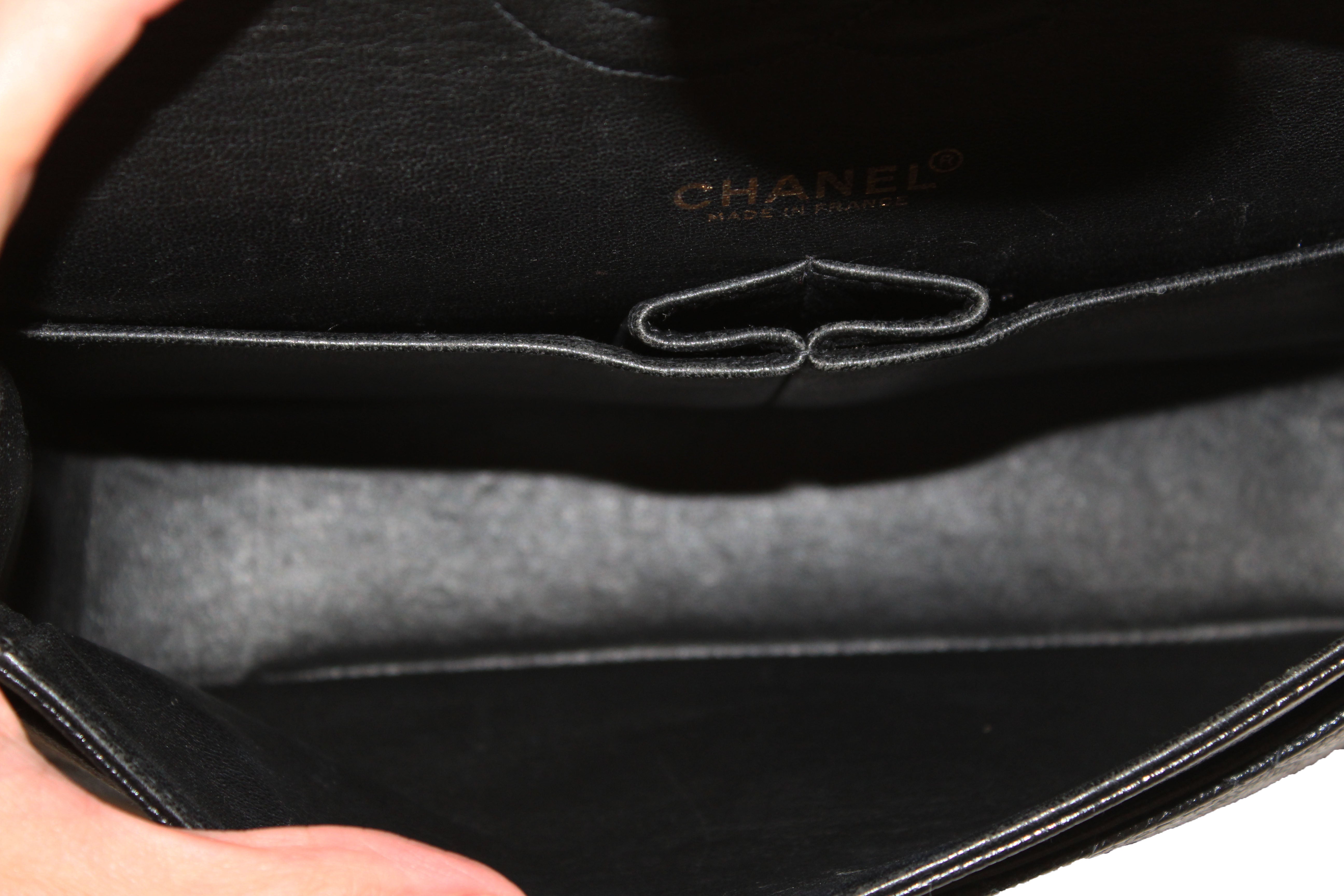 Authentic Chanel Classic Black Quilted Caviar Leather Classic Medium Double Flap Bag