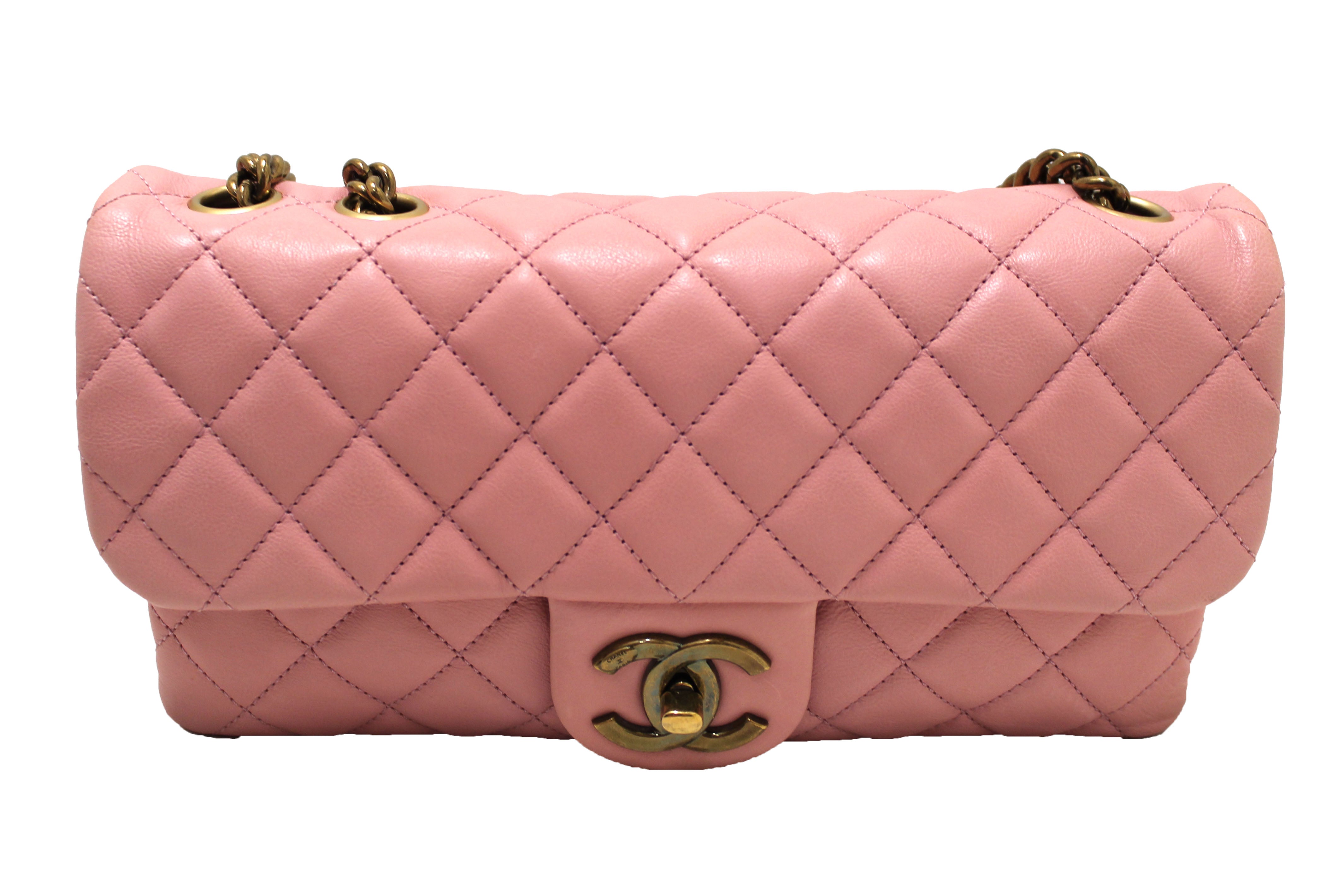 Chanel Pink Quilted Calfskin Leather and Felt Mini Flap Bag - Yoogi's Closet