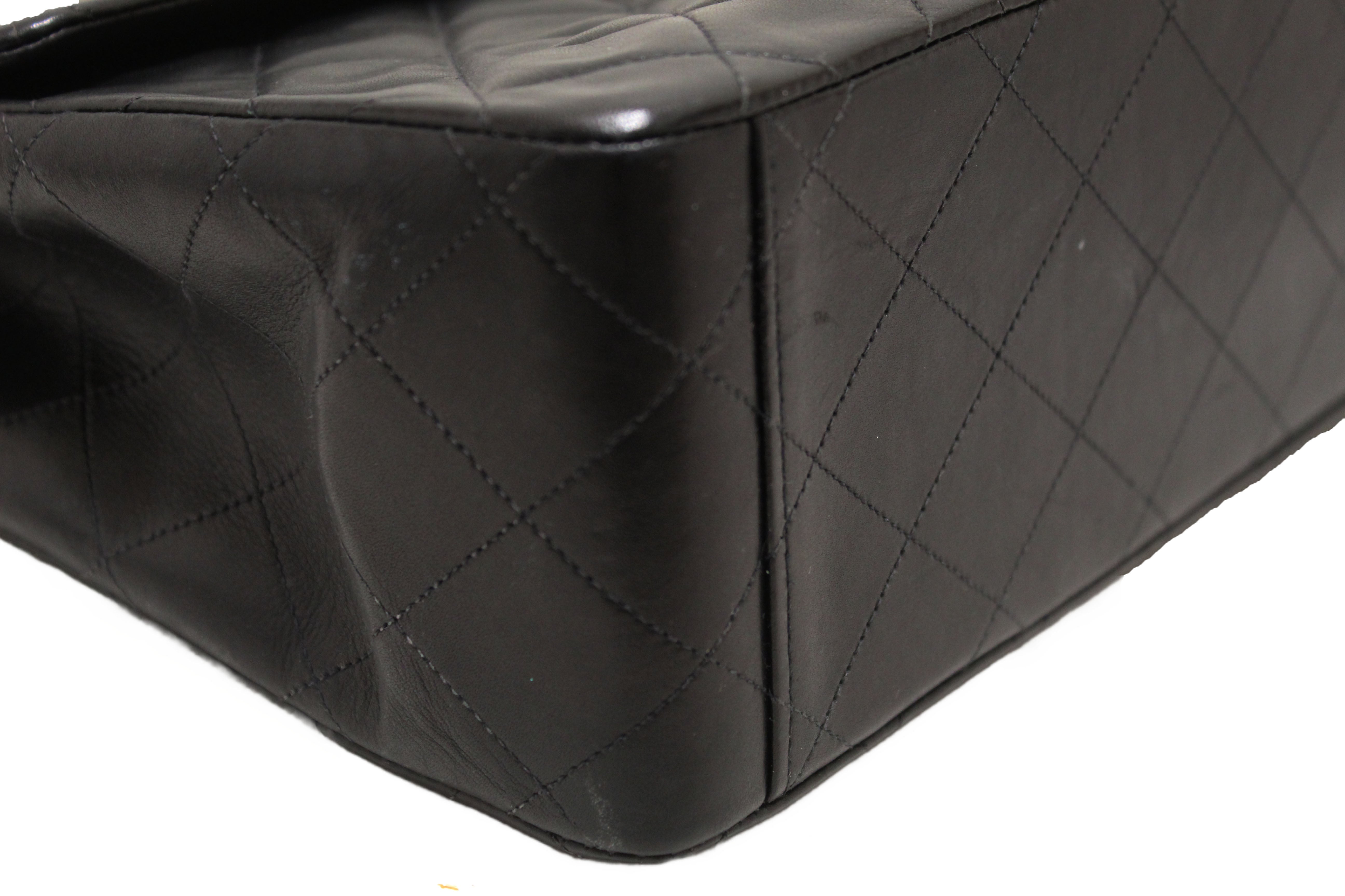 Authentic Chanel Vintage Black Quilted Lambskin Leather Classic Maxi Flap Bag