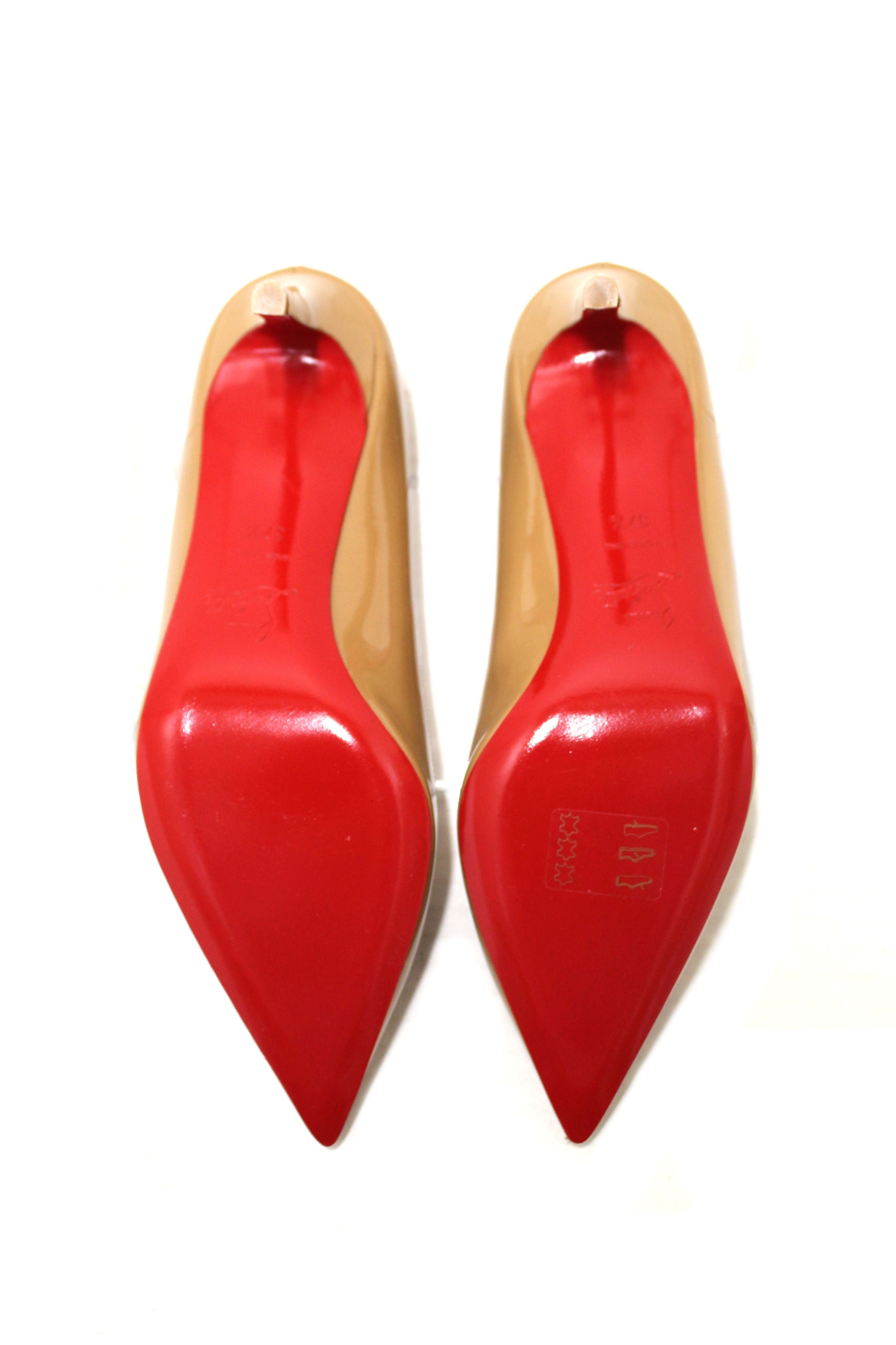 NEW Authentic Christian Louboutin Camel Patent Leather Pigalle Follies 70mm Pumps Size 37.5