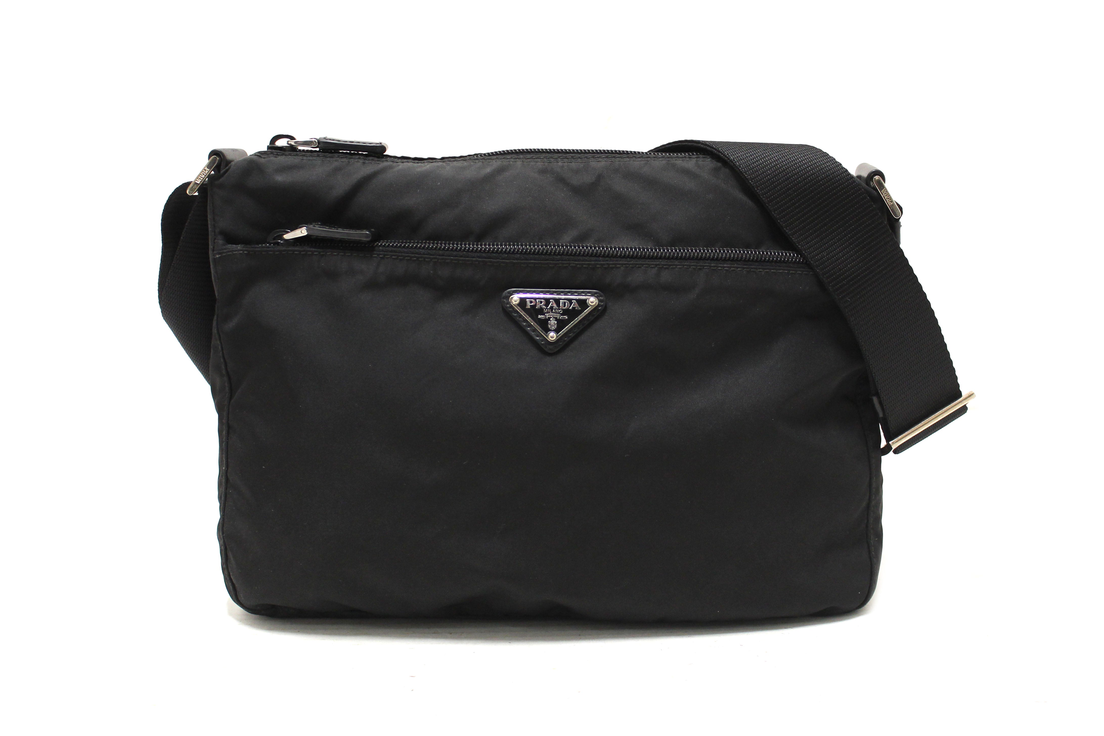 Authentic Prada Black Re-Nylon Messenger Bag