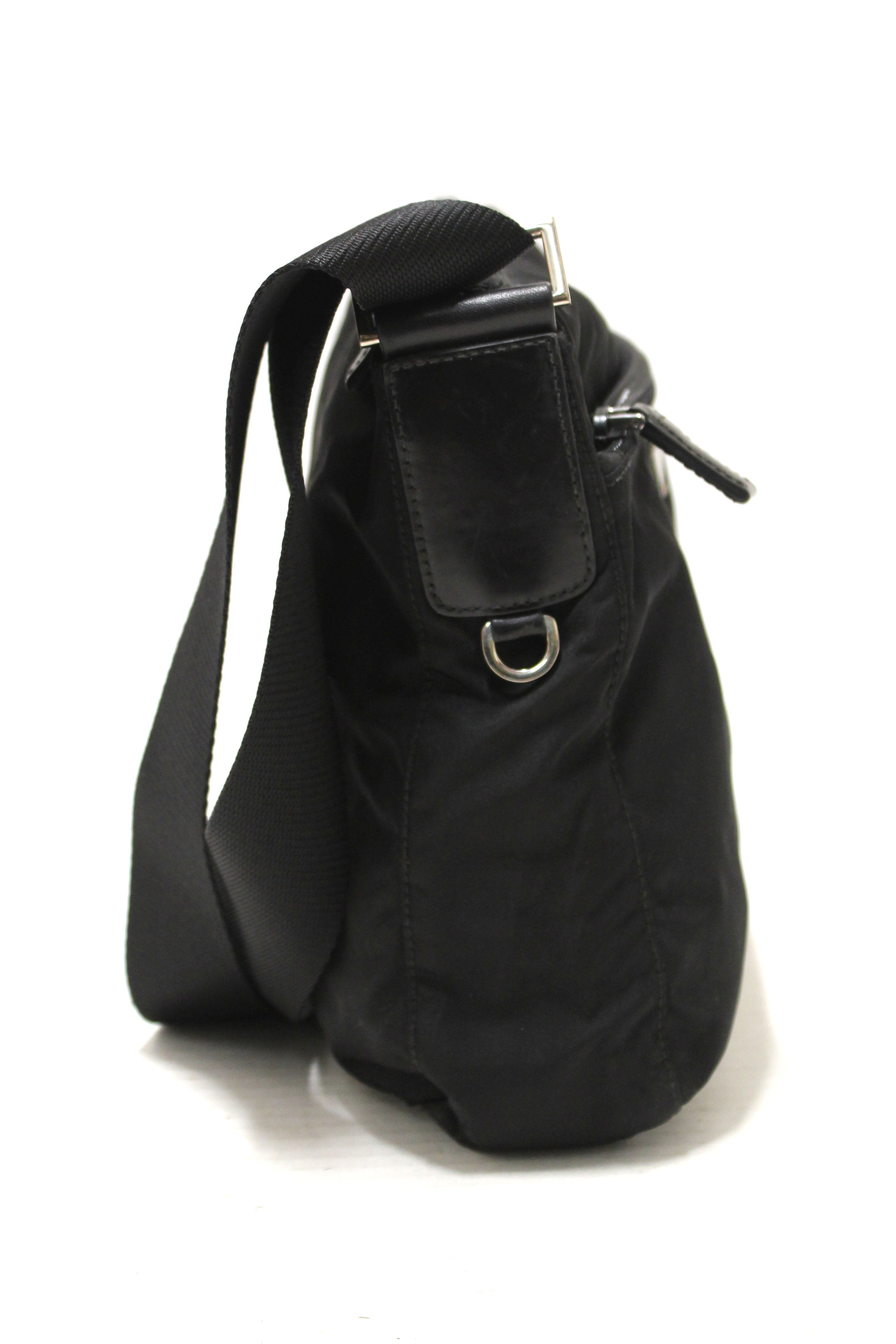 Authentic Prada Black Re-Nylon Messenger Bag