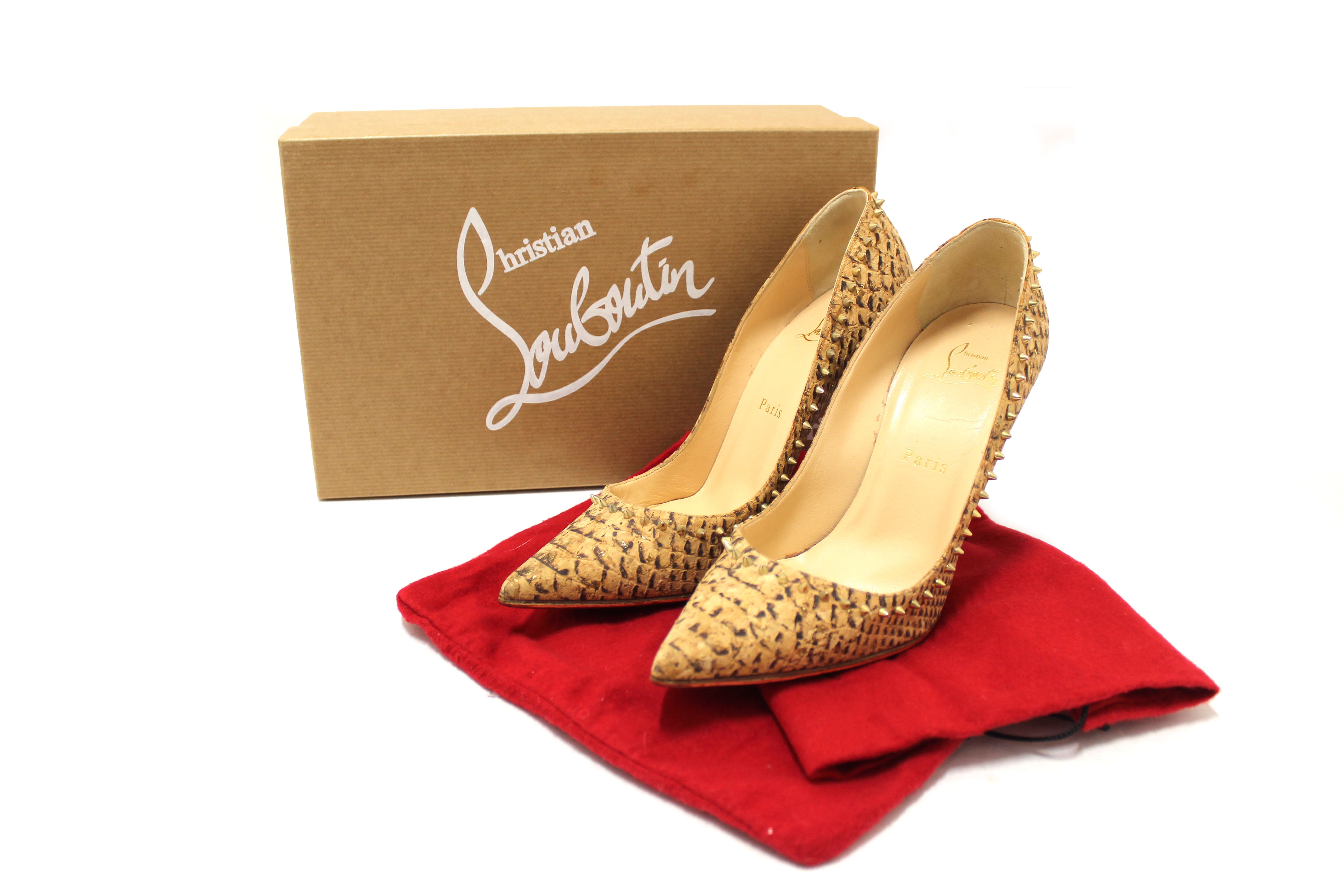 Authentic Christian Louboutin Anjalina 100 Cork Spike Heel 37.5