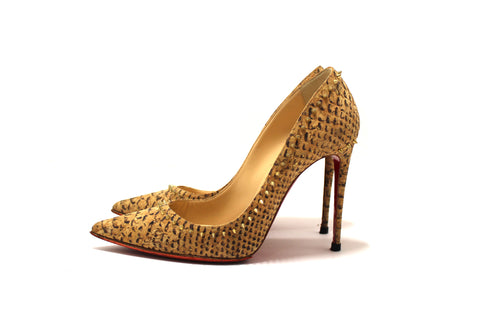 Authentic Christian Louboutin Anjalina 100 Cork Spike Heel 37.5