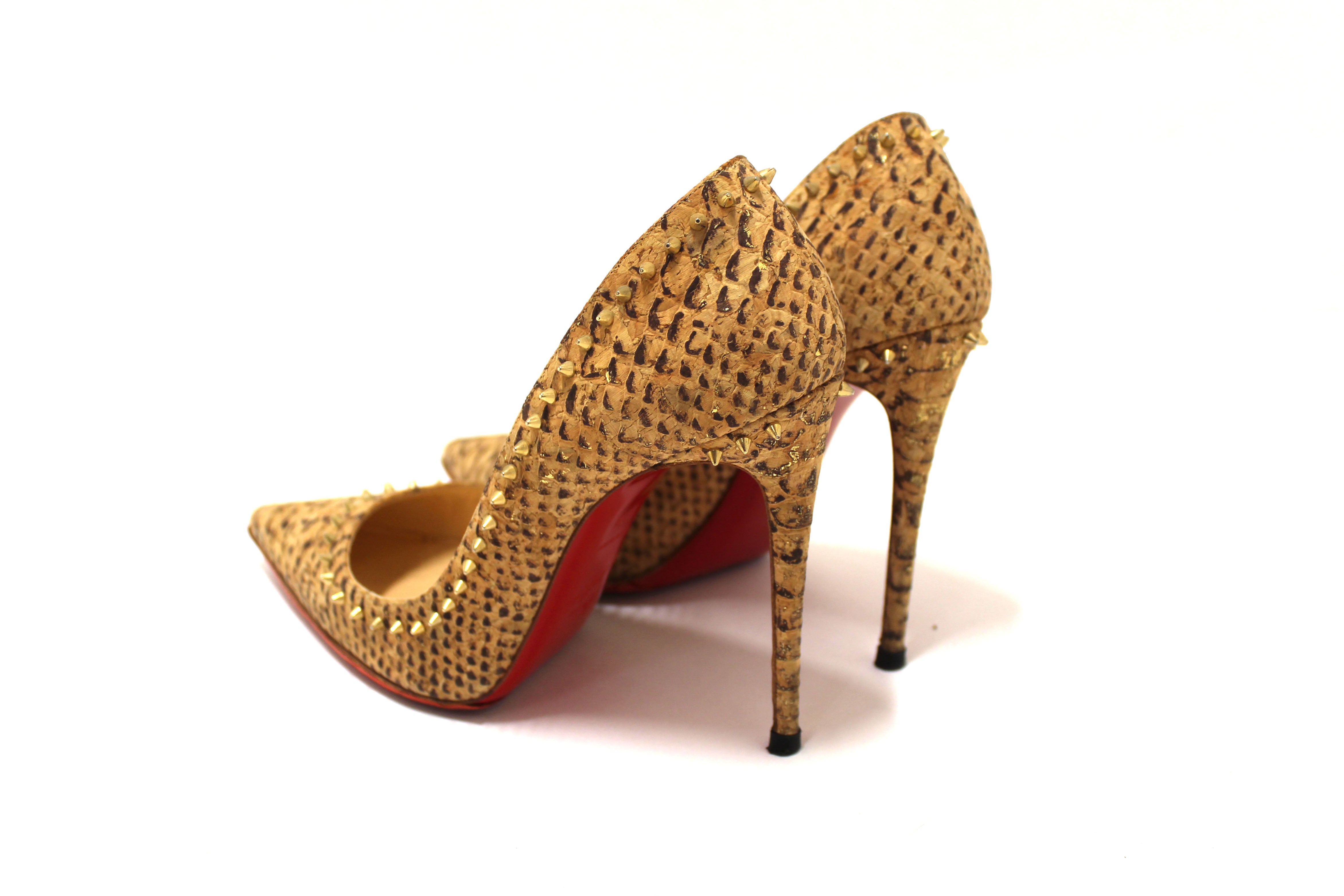 Authentic Christian Louboutin Anjalina 100 Cork Spike Heel 37.5