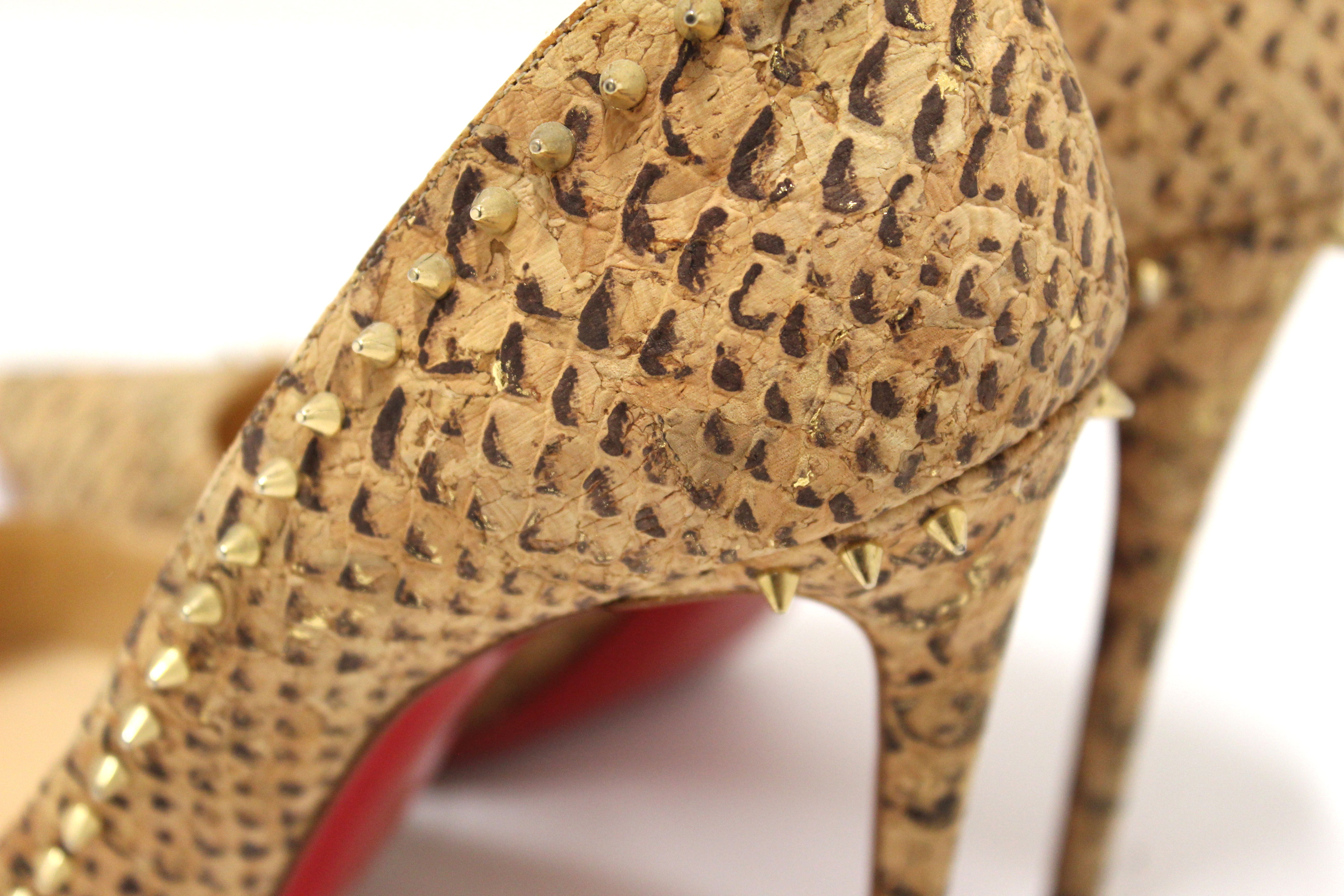 Authentic Christian Louboutin Anjalina 100 Cork Spike Heel 37.5