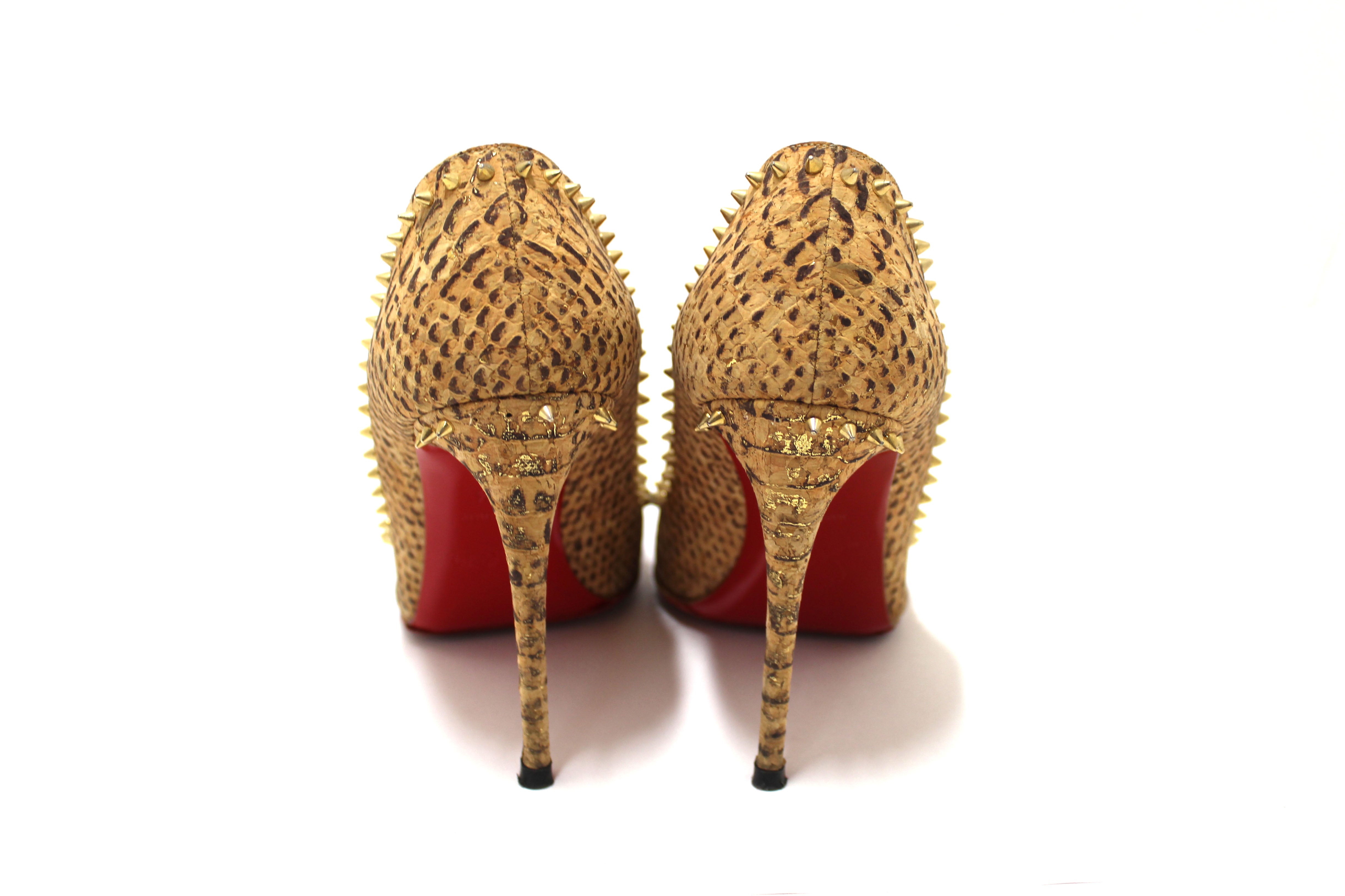 Authentic Christian Louboutin Anjalina 100 Cork Spike Heel 37.5