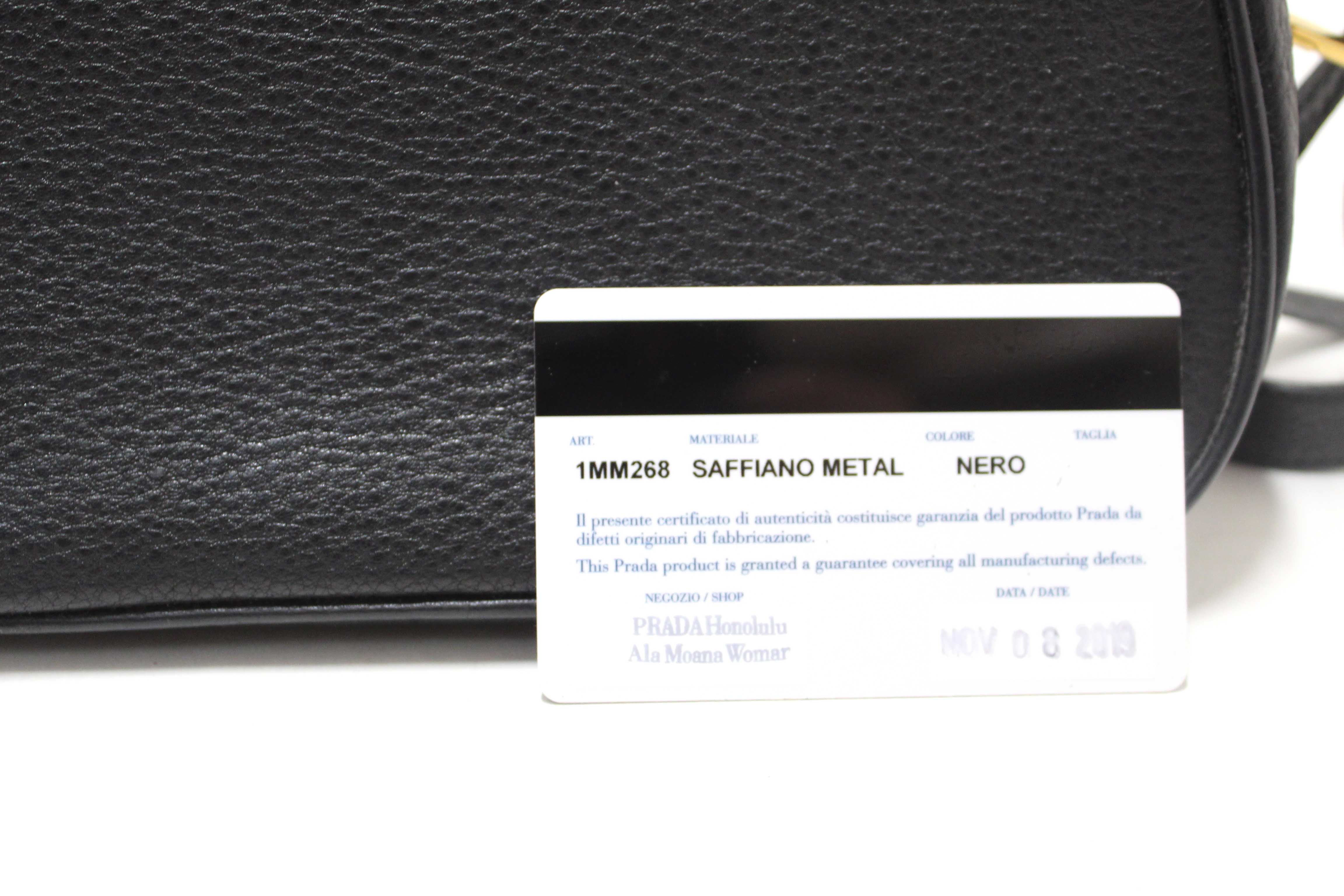 Authentic Prada Black Vitello Daino Bauletto Leather Messenger Bag