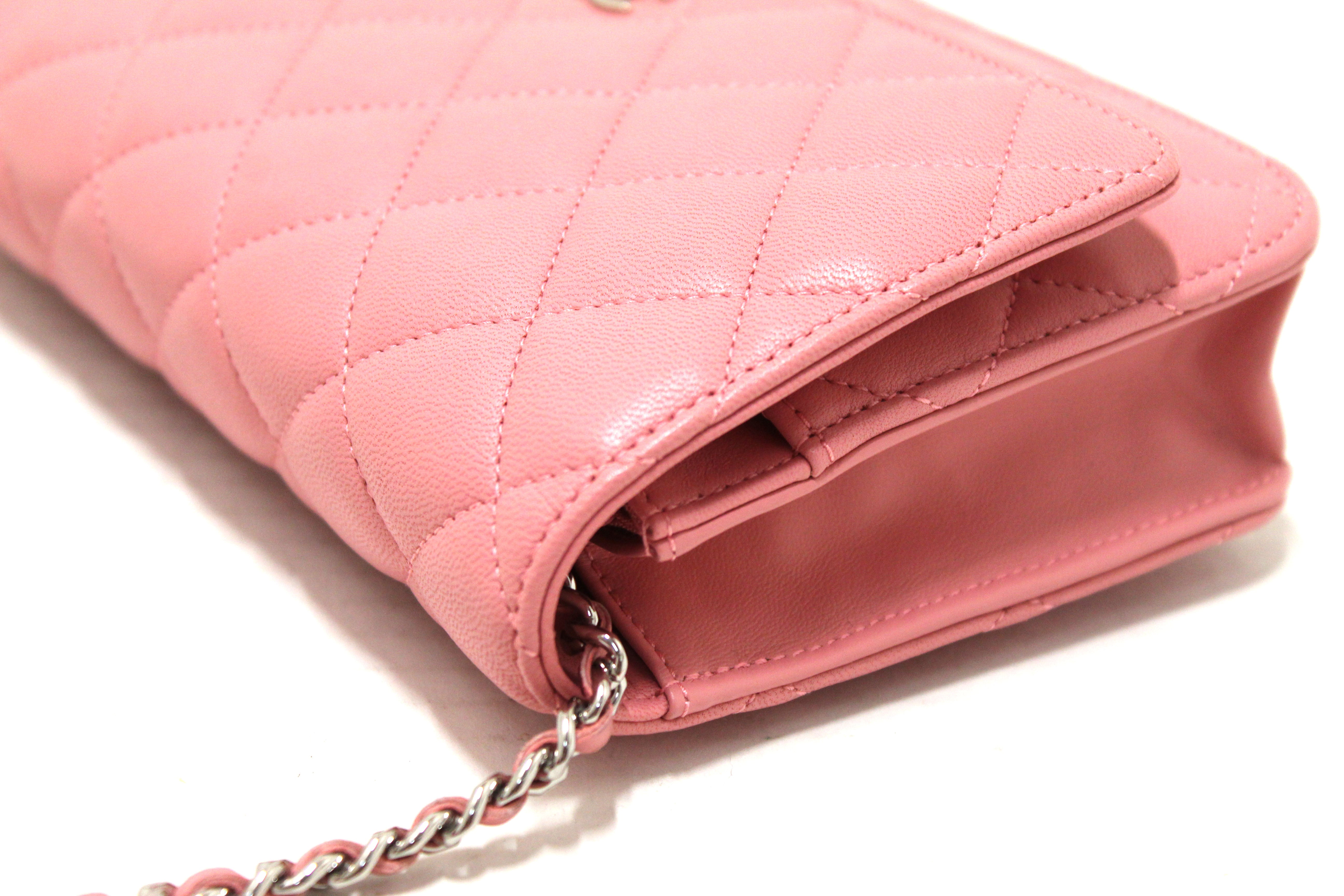 CHANEL Lambskin Quilted Wallet On Chain WOC Light Pink 1267718