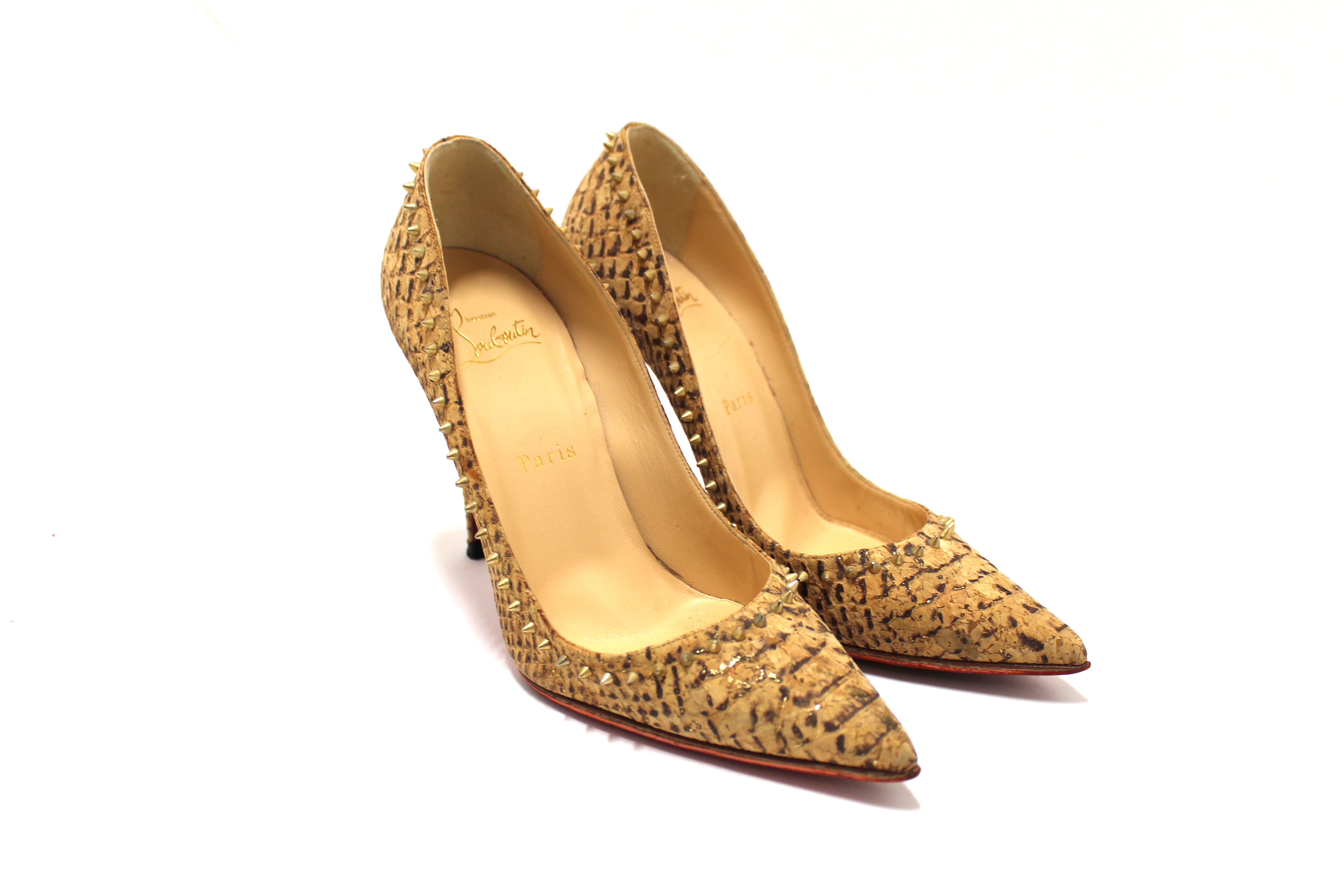 Authentic Christian Louboutin Anjalina 100 Cork Spike Heel 37.5