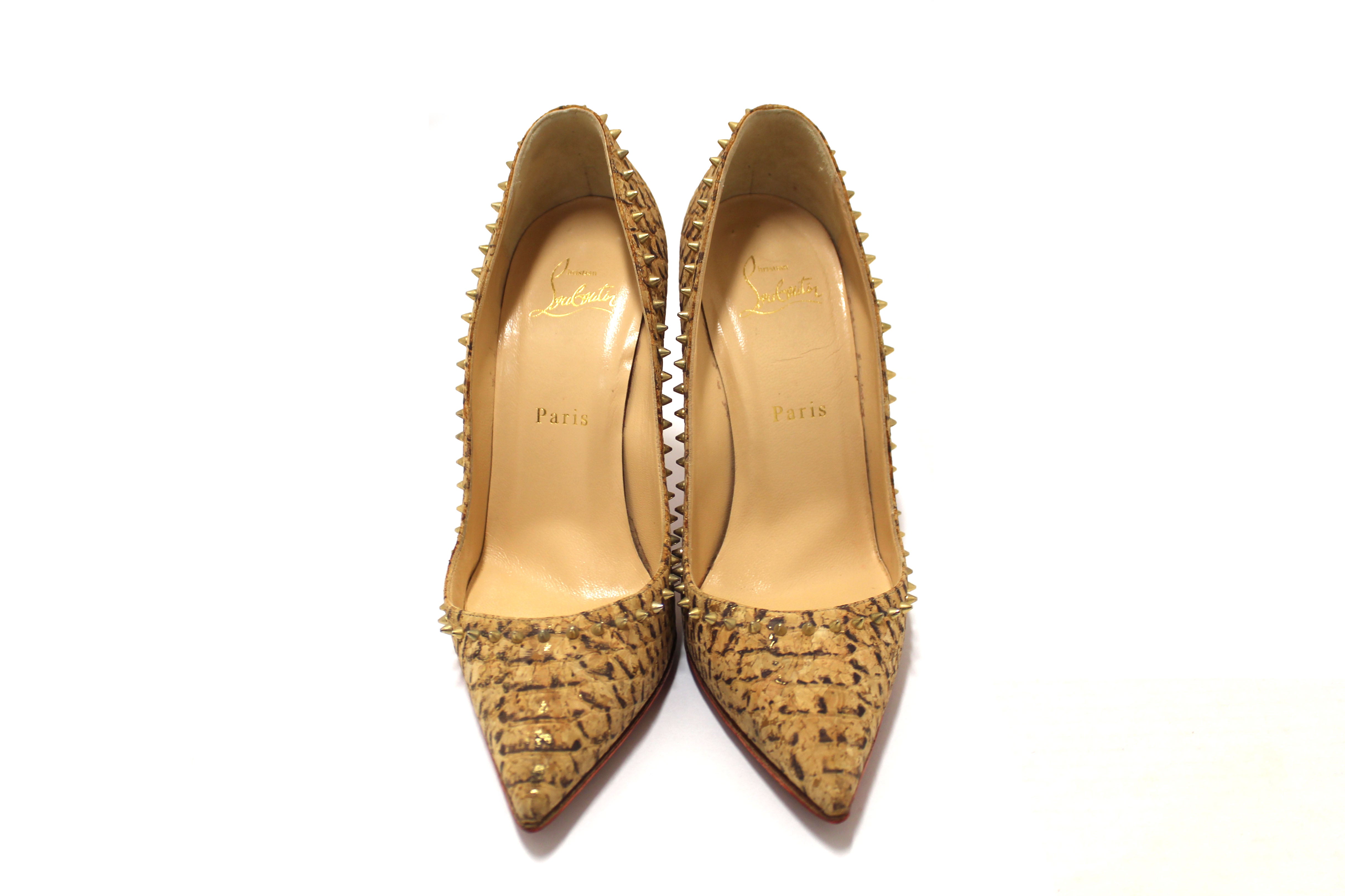 Authentic Christian Louboutin Anjalina 100 Cork Spike Heel 37.5