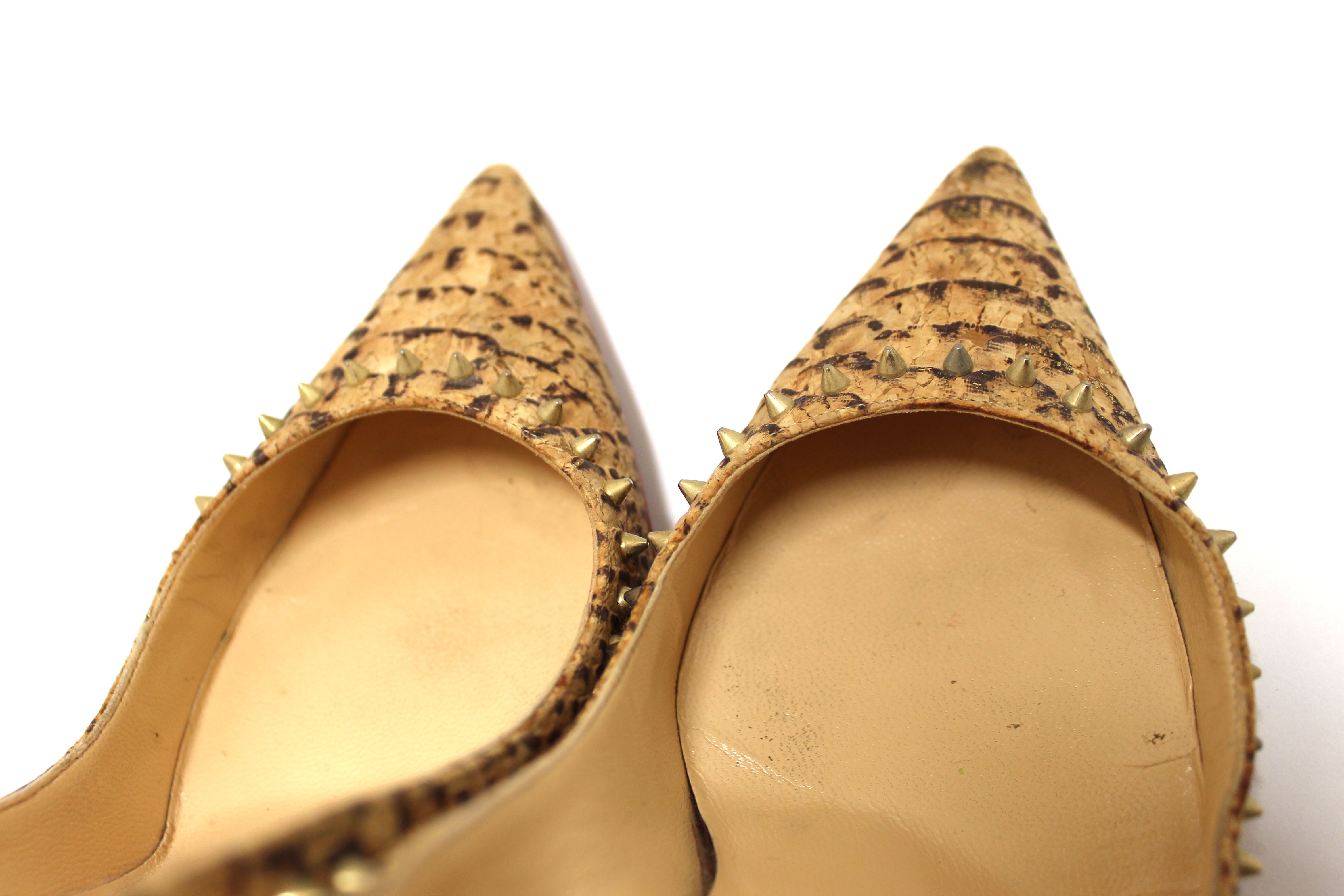 Authentic Christian Louboutin Anjalina 100 Cork Spike Heel 37.5