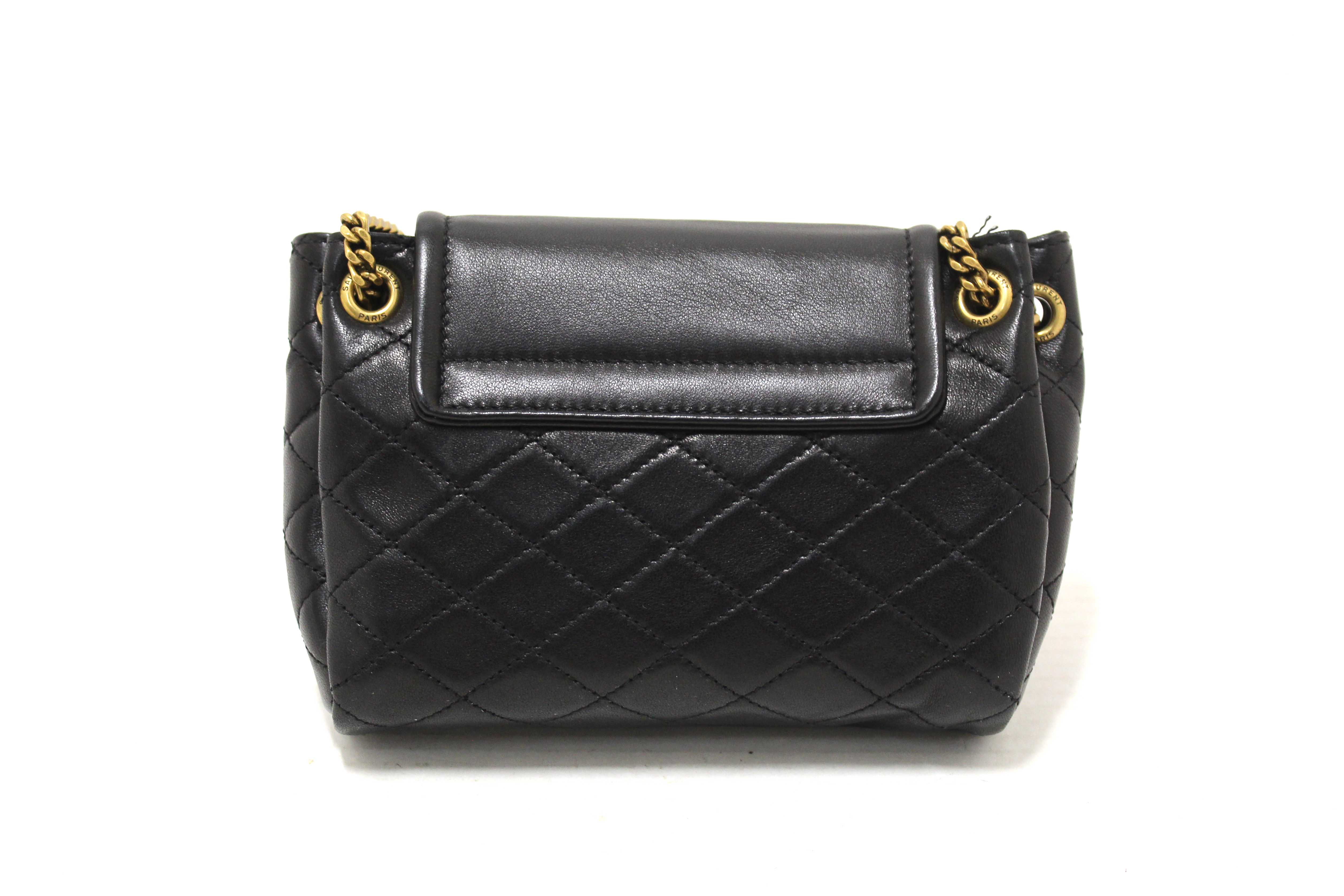 Authentic Yves Saint Laurent YSL Black Calfskin Leather Mini Lolita Shoulder Bag