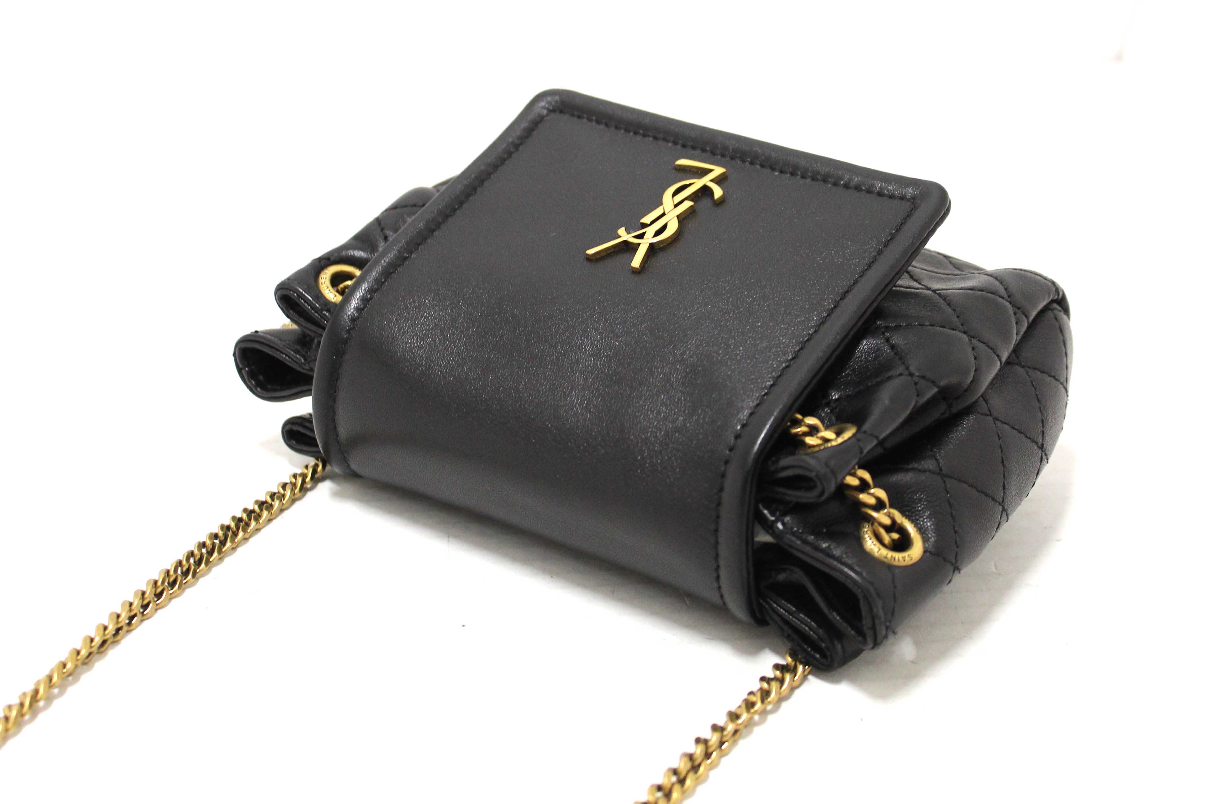 Authentic Yves Saint Laurent YSL Black Calfskin Leather Mini Lolita Shoulder Bag