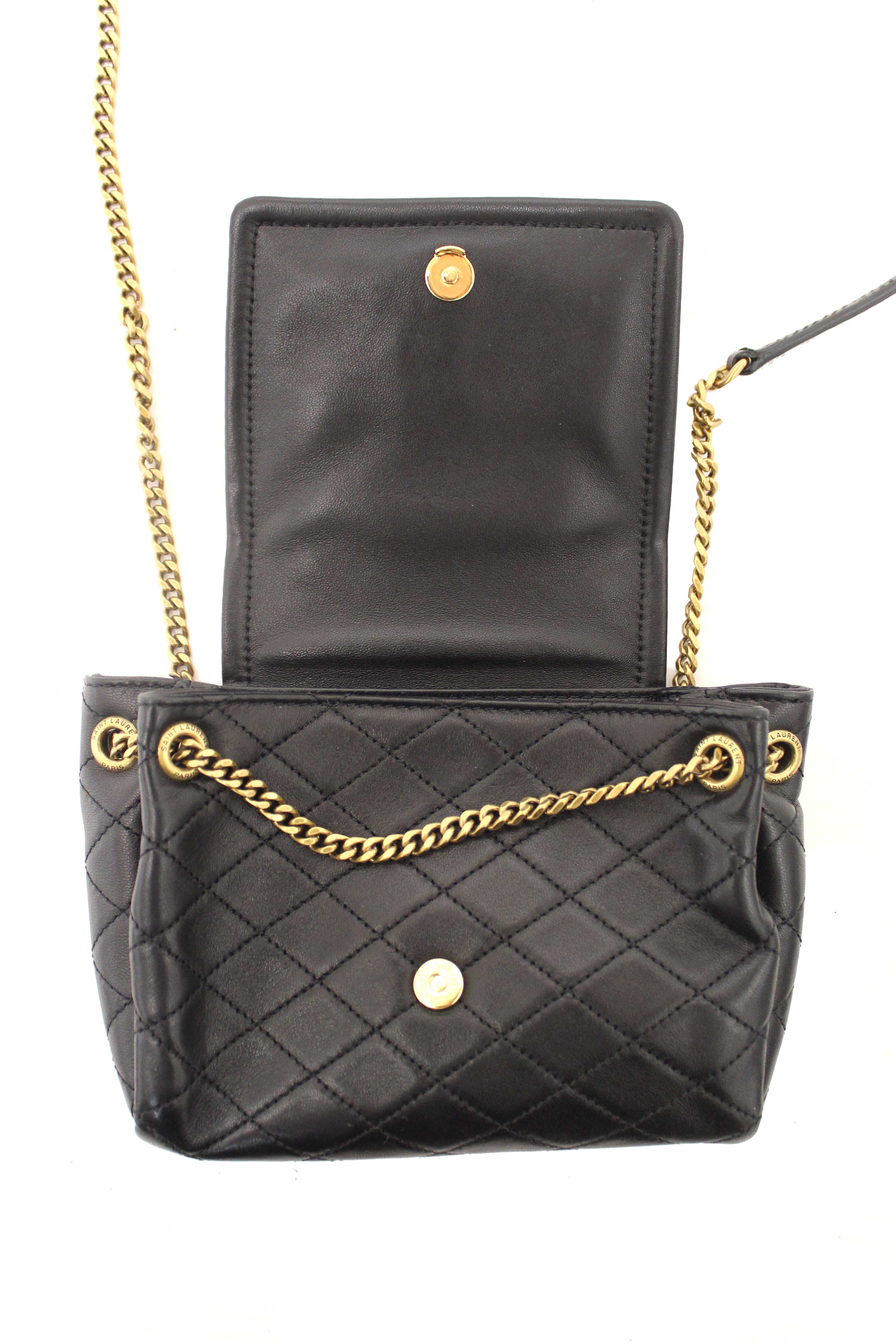 Authentic Yves Saint Laurent YSL Black Calfskin Leather Mini Lolita Shoulder Bag