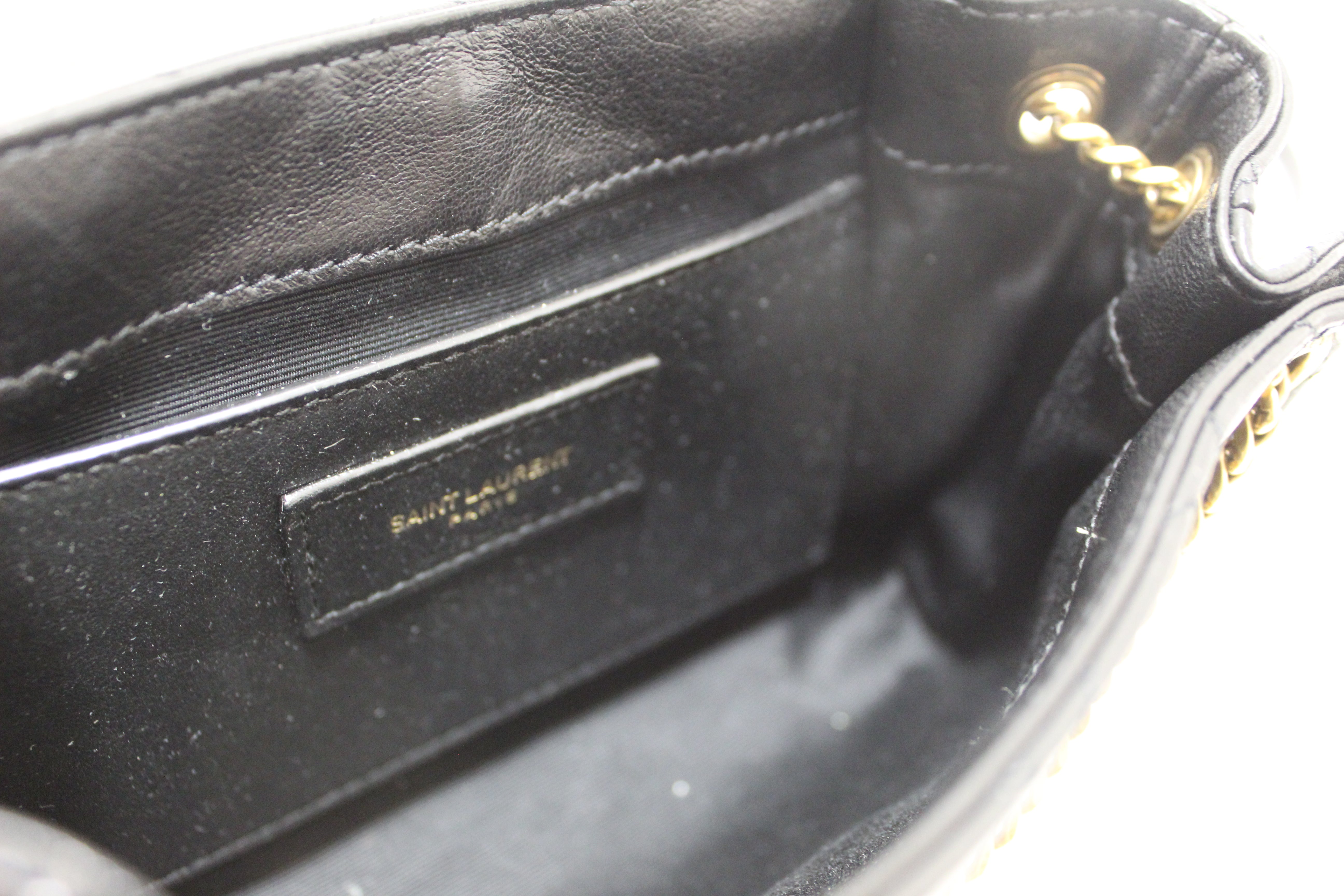 Authentic Yves Saint Laurent YSL Black Calfskin Leather Mini Lolita Shoulder Bag