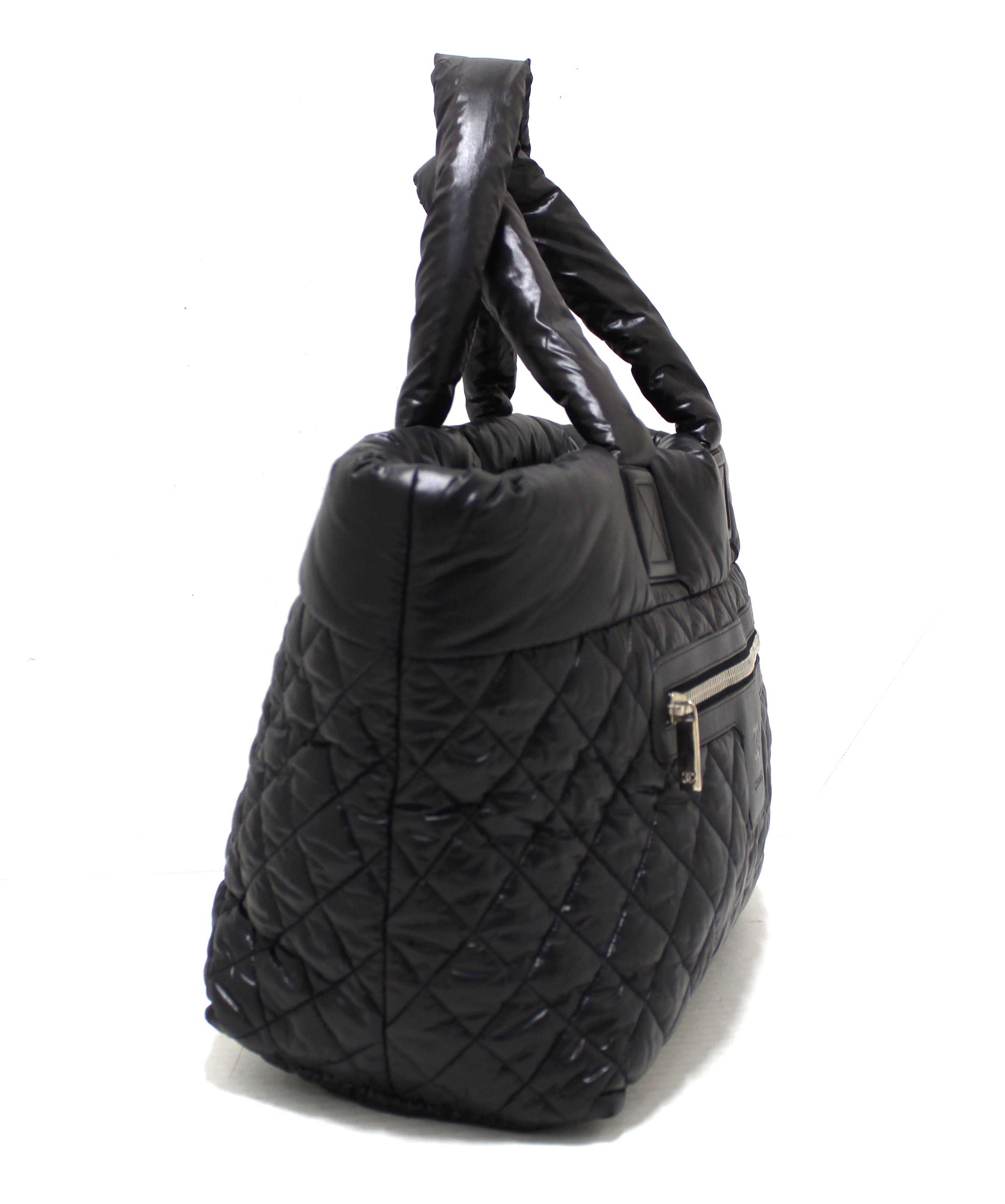 Authentic Chanel Coco Cocoon Black Quilted Nylon Reversible Tote