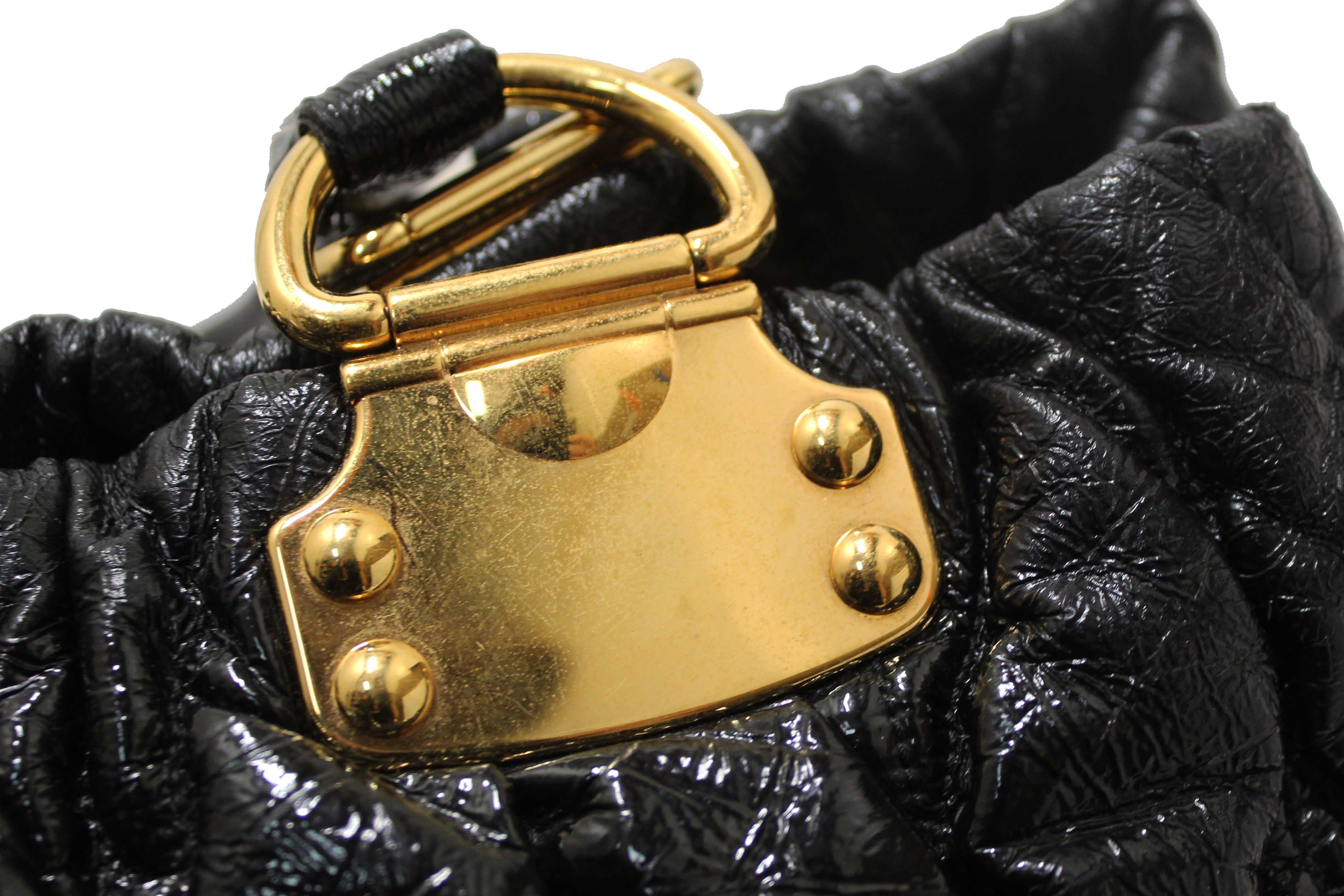 Authentic Miu Miu Black Matelasse Distressed Leather Large Tote