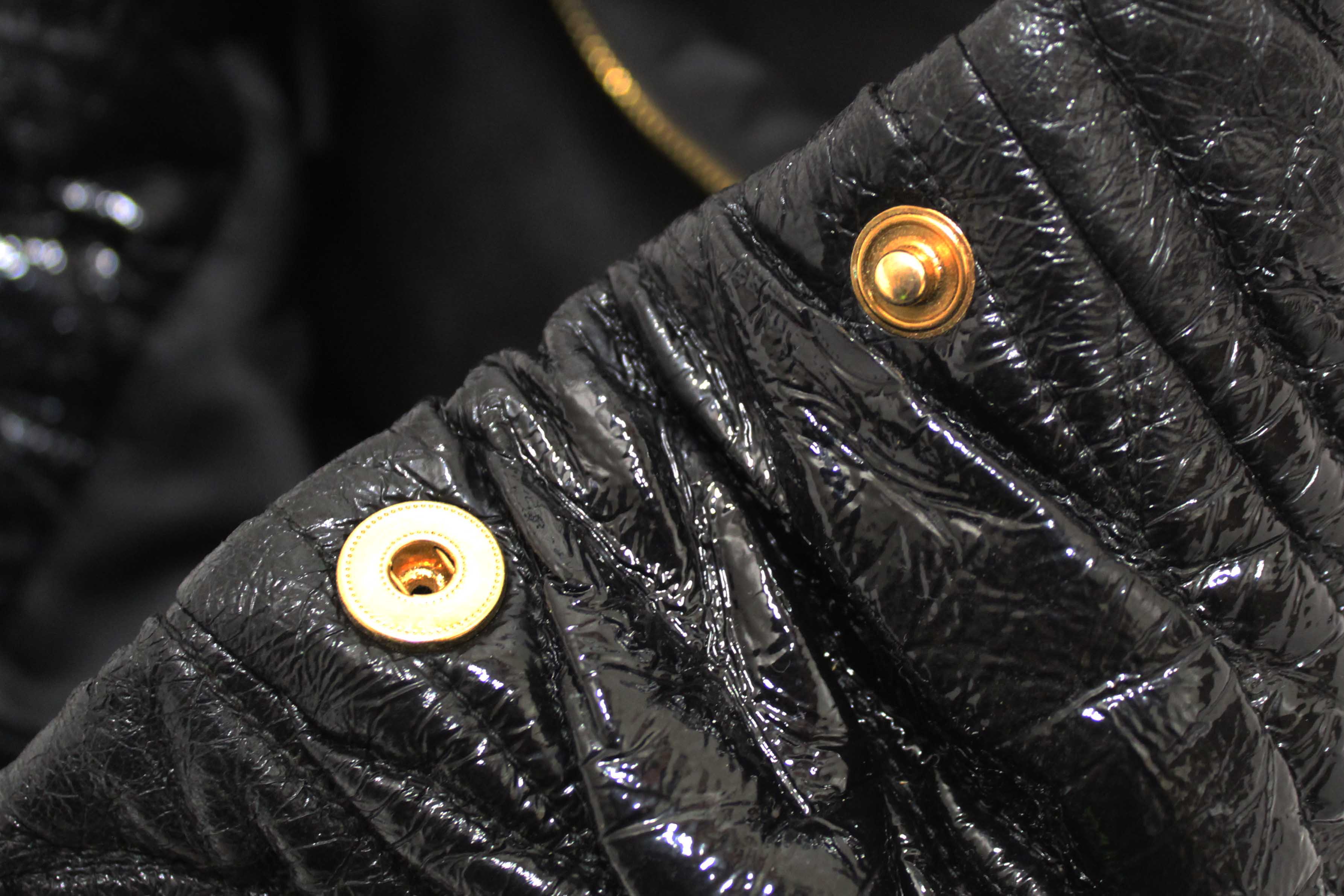 Authentic Miu Miu Black Matelasse Distressed Leather Large Tote