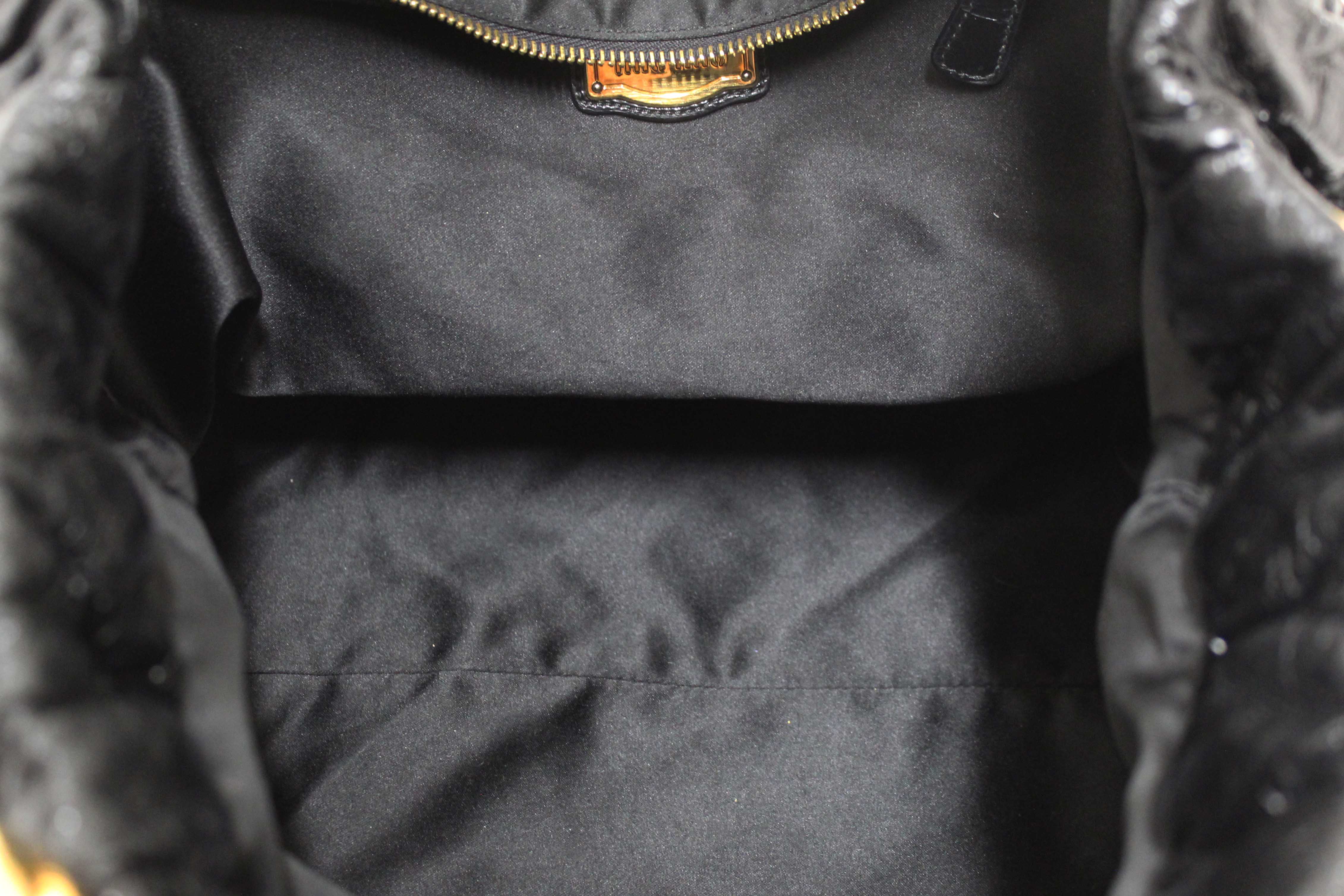 Authentic Miu Miu Black Matelasse Distressed Leather Large Tote