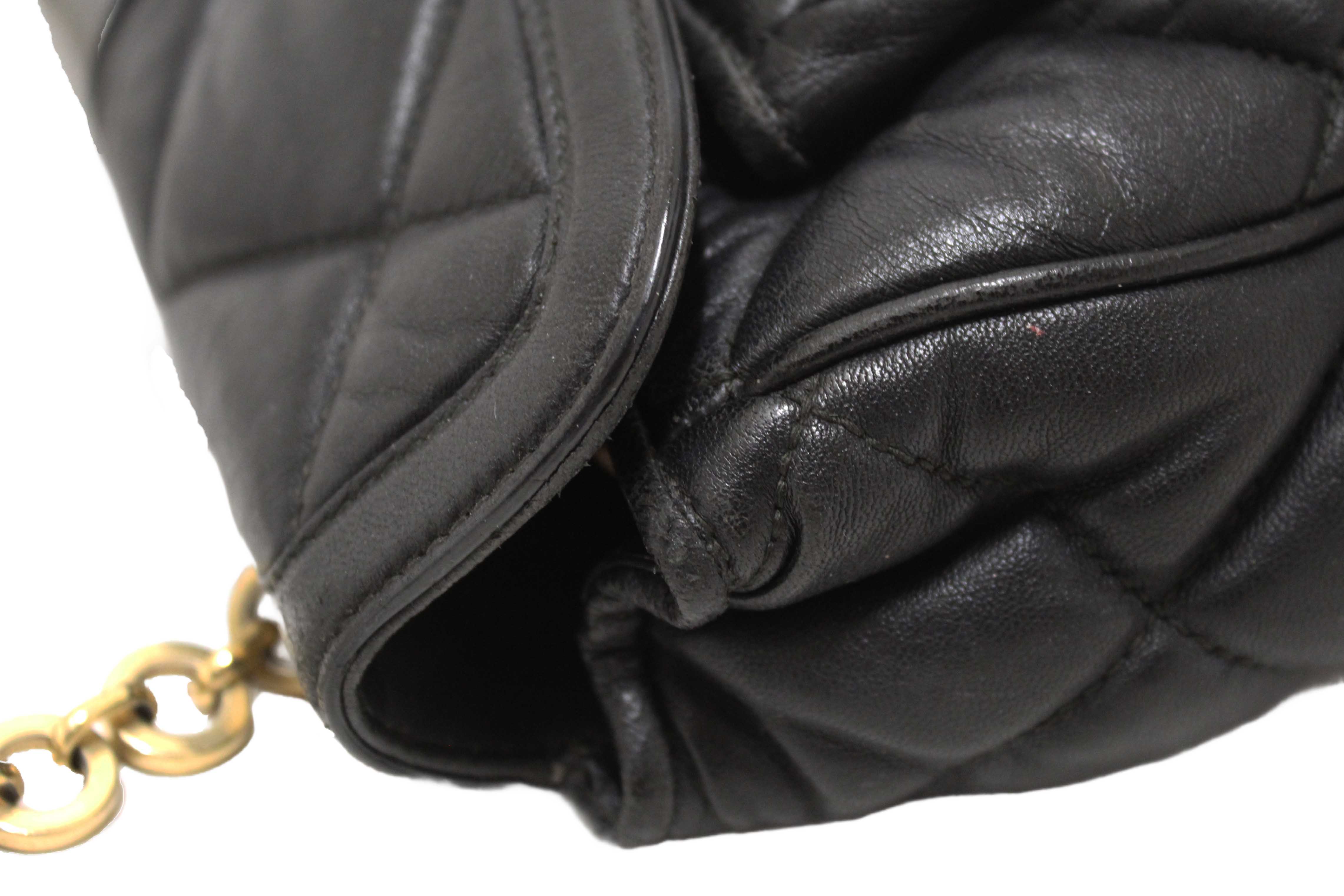 Authentic Salvatore Ferragamo Black Gancini Quilted Leather Flap Shoulder Bag