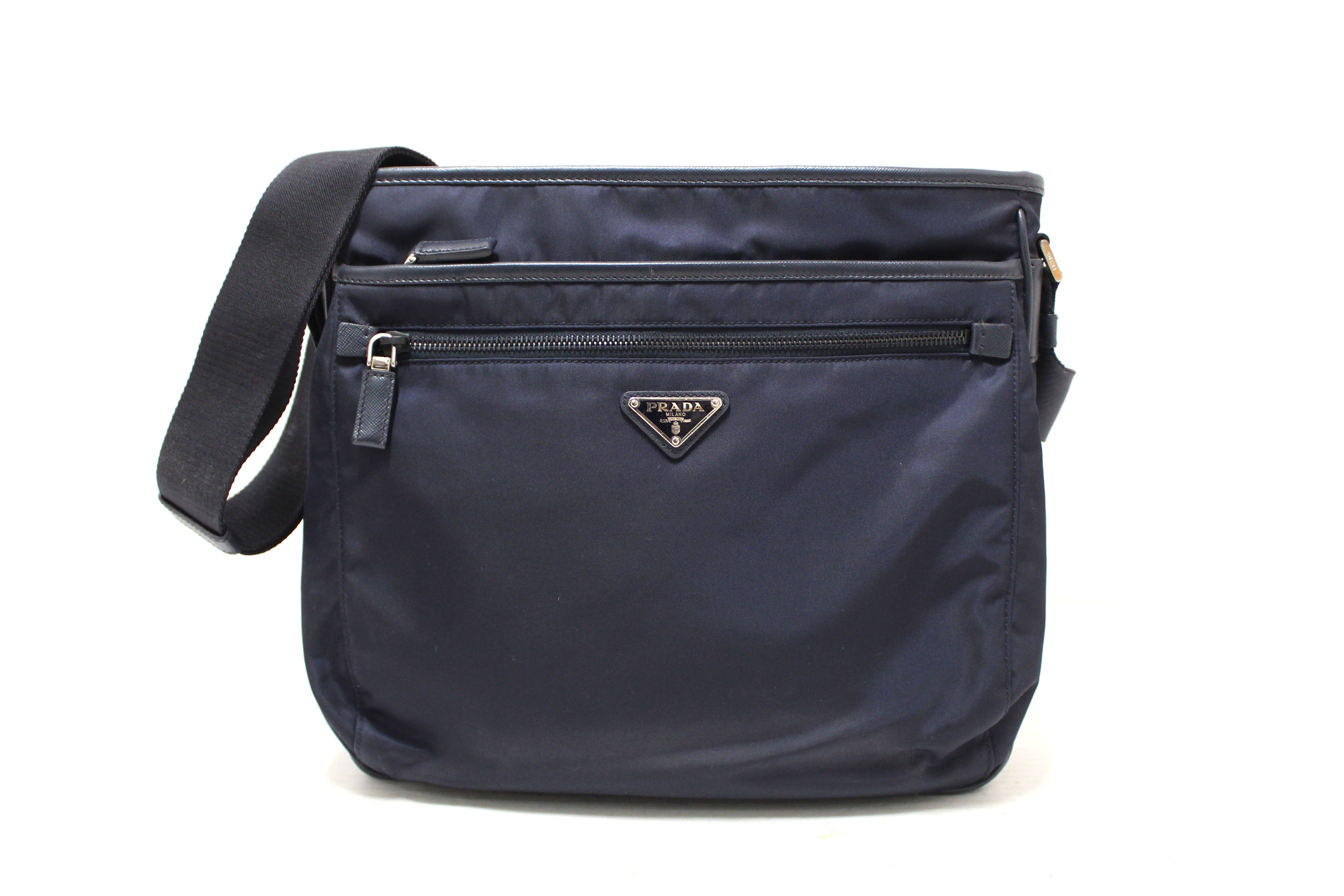 Authentic Prada Navy Blue Re-Nylon Messenger Bag