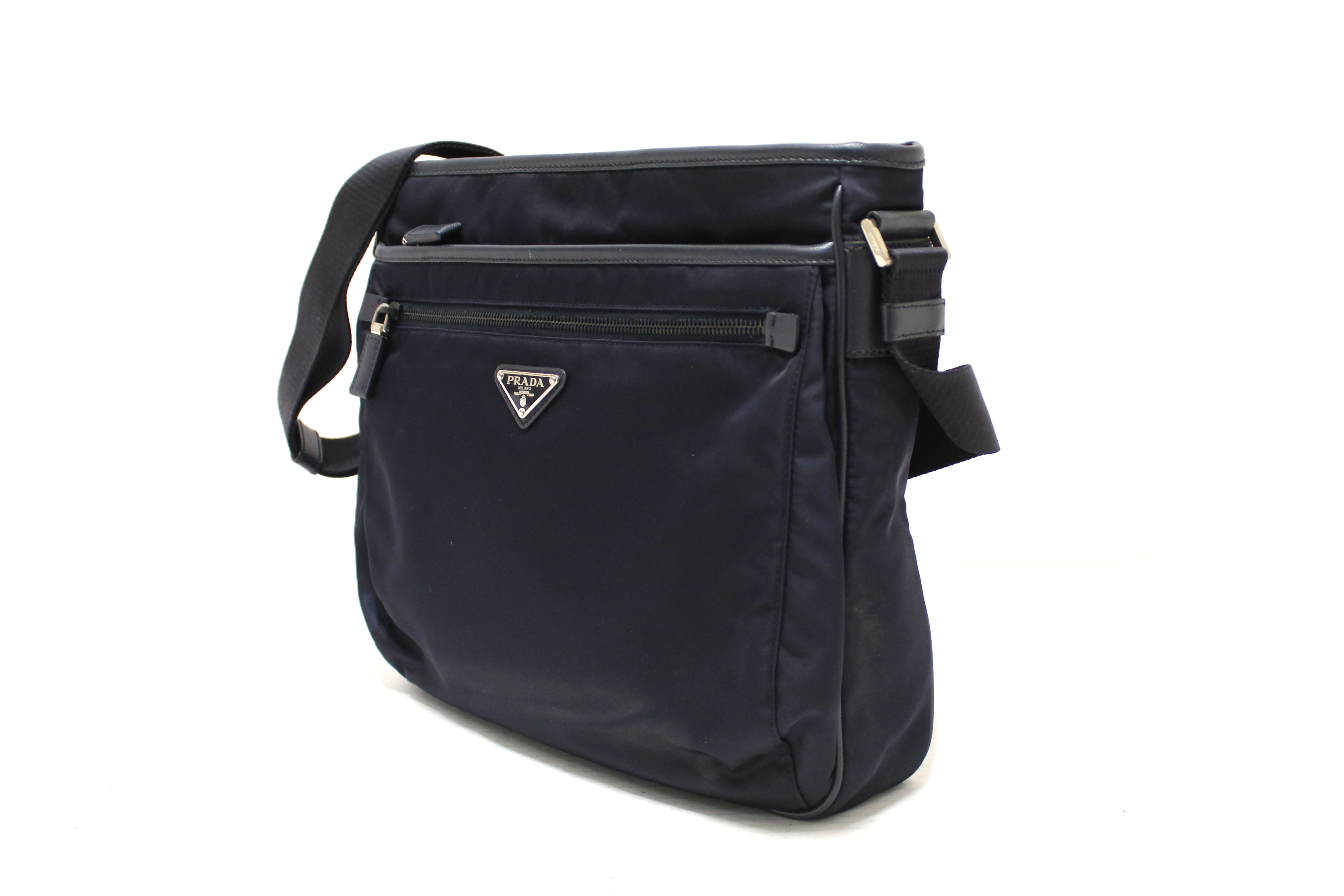 Authentic Prada Navy Blue Re-Nylon Messenger Bag