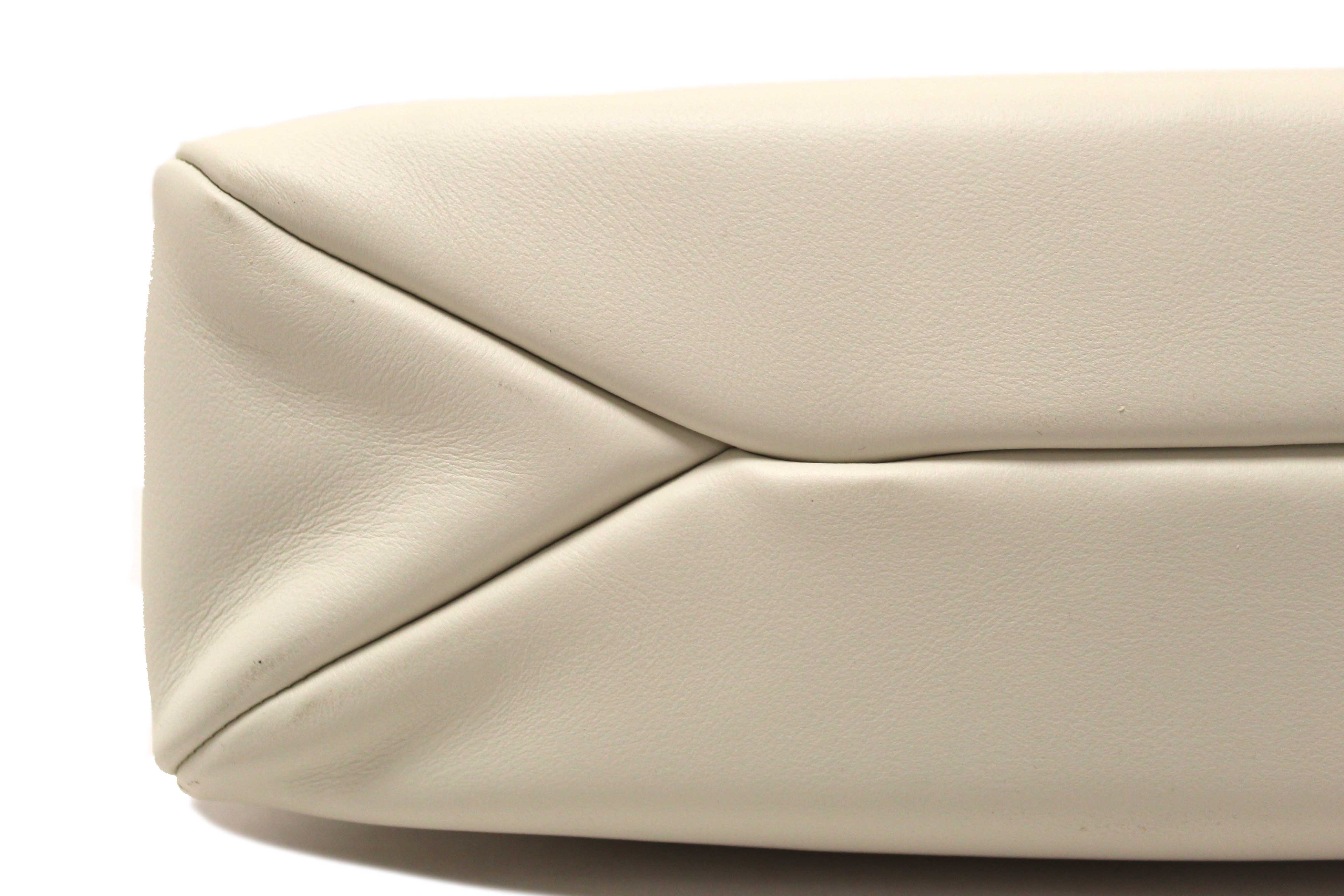 Authentic Prada White Calfskin Leather Aimée Medium Shoulder Bag