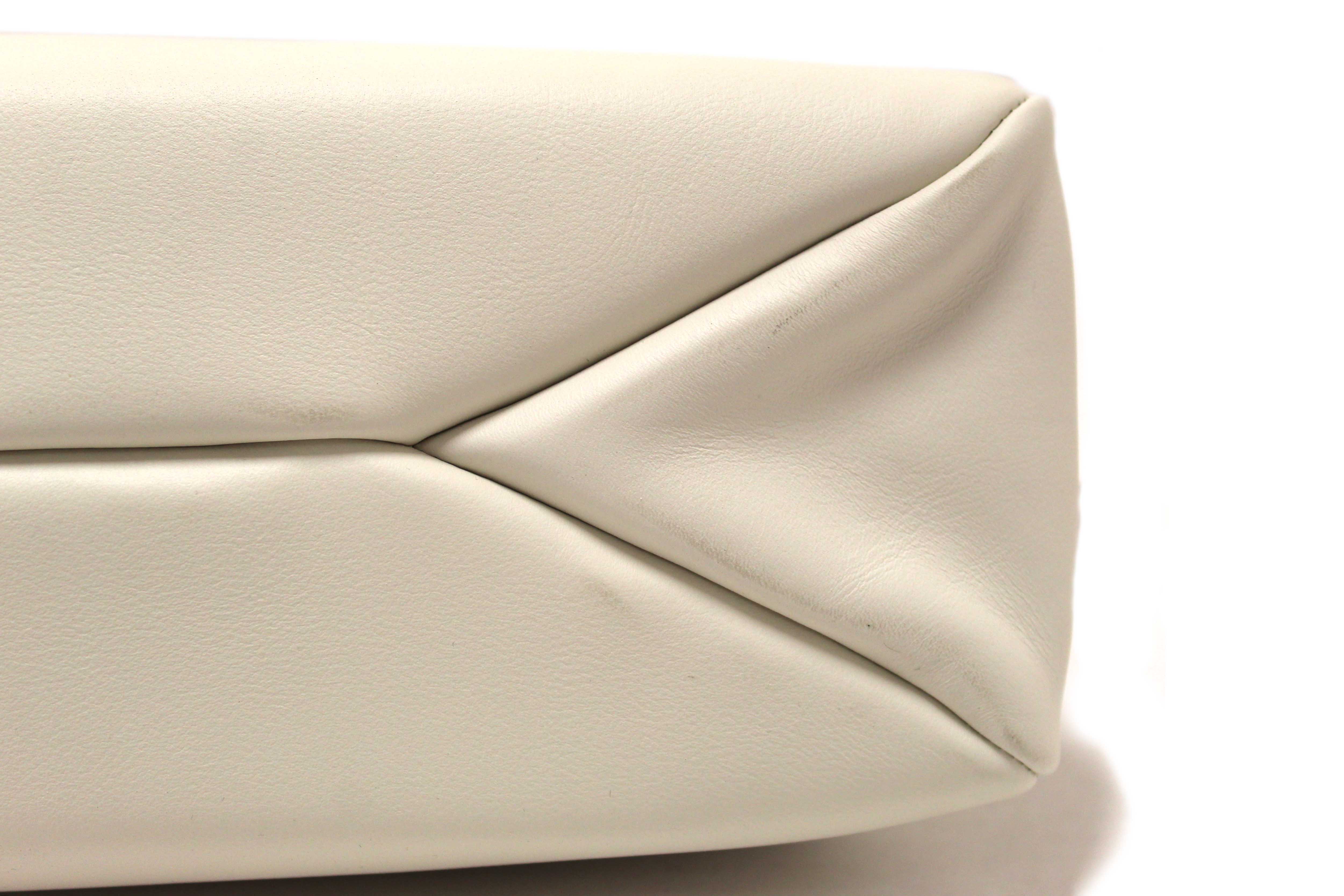 Authentic Prada White Calfskin Leather Aimée Medium Shoulder Bag