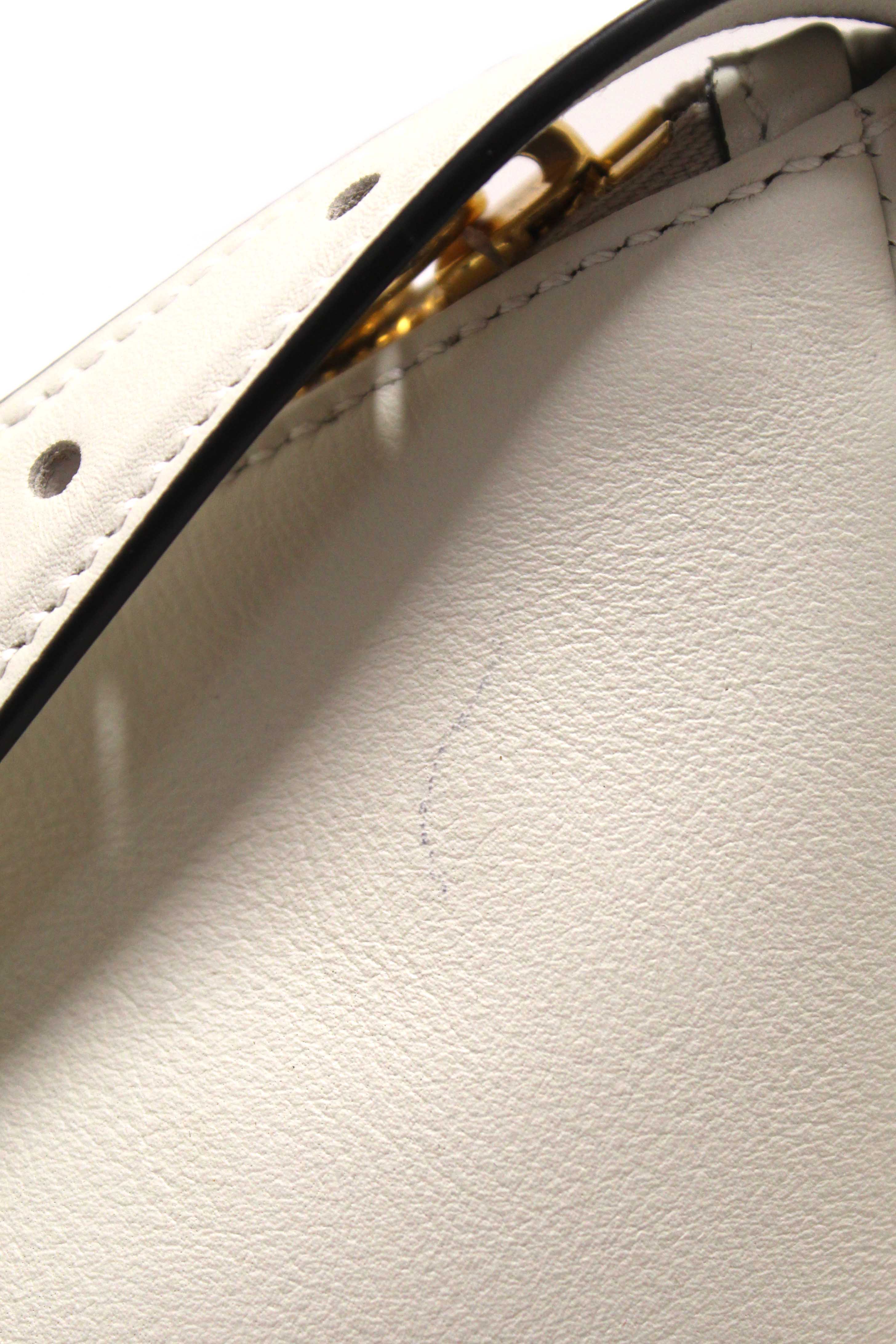 Authentic Prada White Calfskin Leather Aimée Medium Shoulder Bag