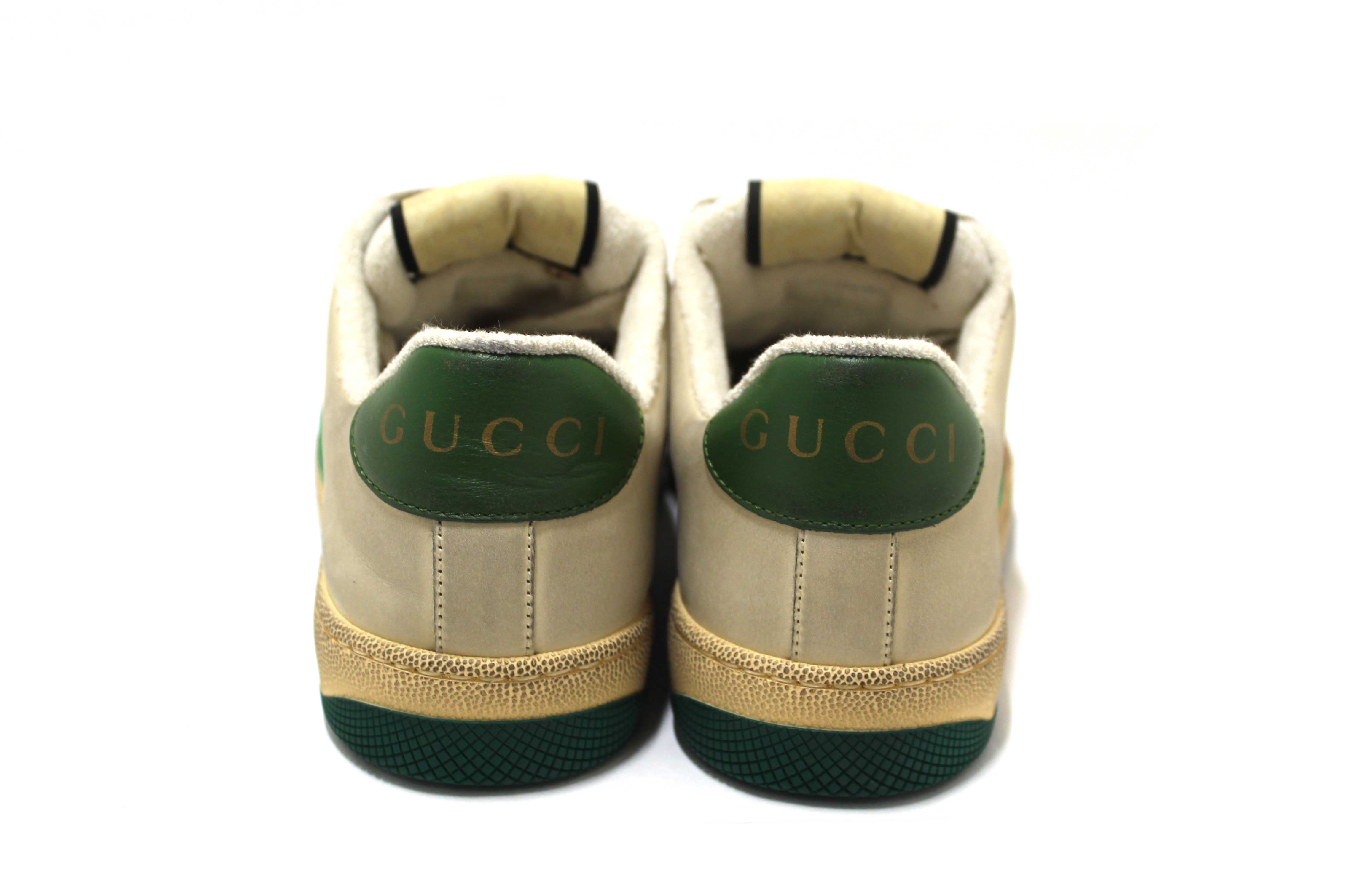 Authentic NEW Gucci Green And Red Web Stripe Screener Sneakers Shoes Size 37.5