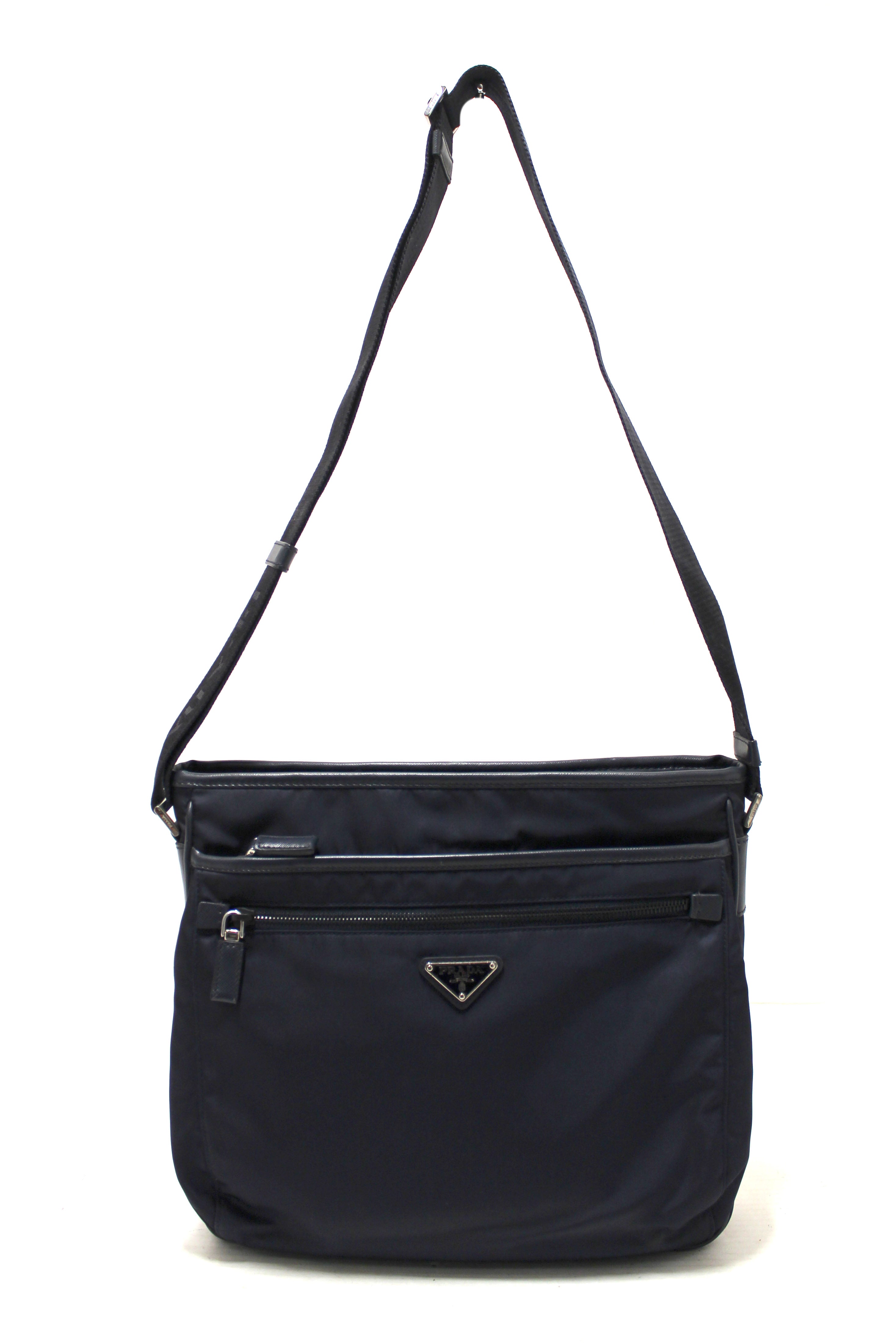Authentic Prada Navy Blue Re-Nylon Messenger Bag
