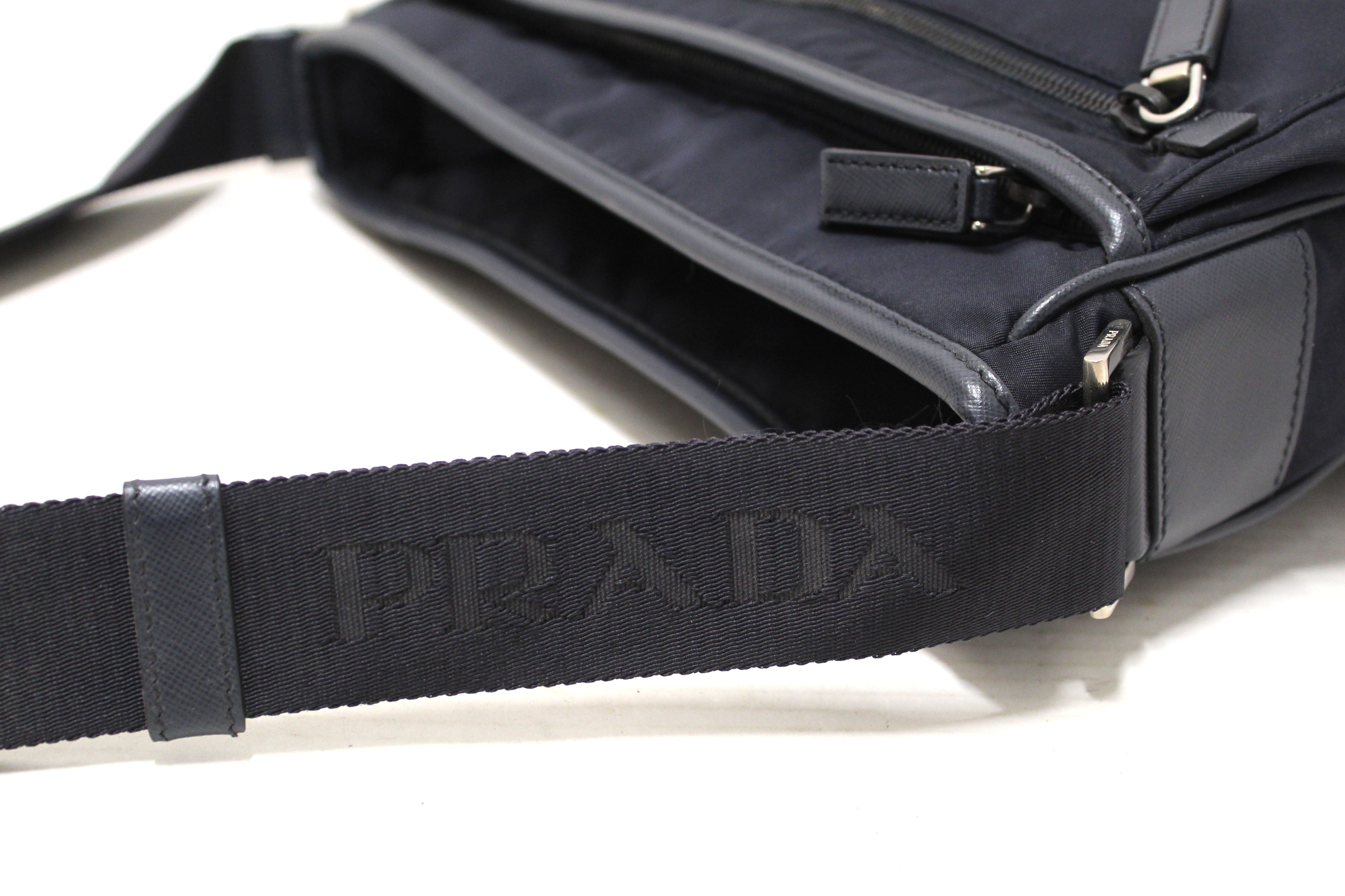 Authentic Prada Navy Blue Re-Nylon Messenger Bag