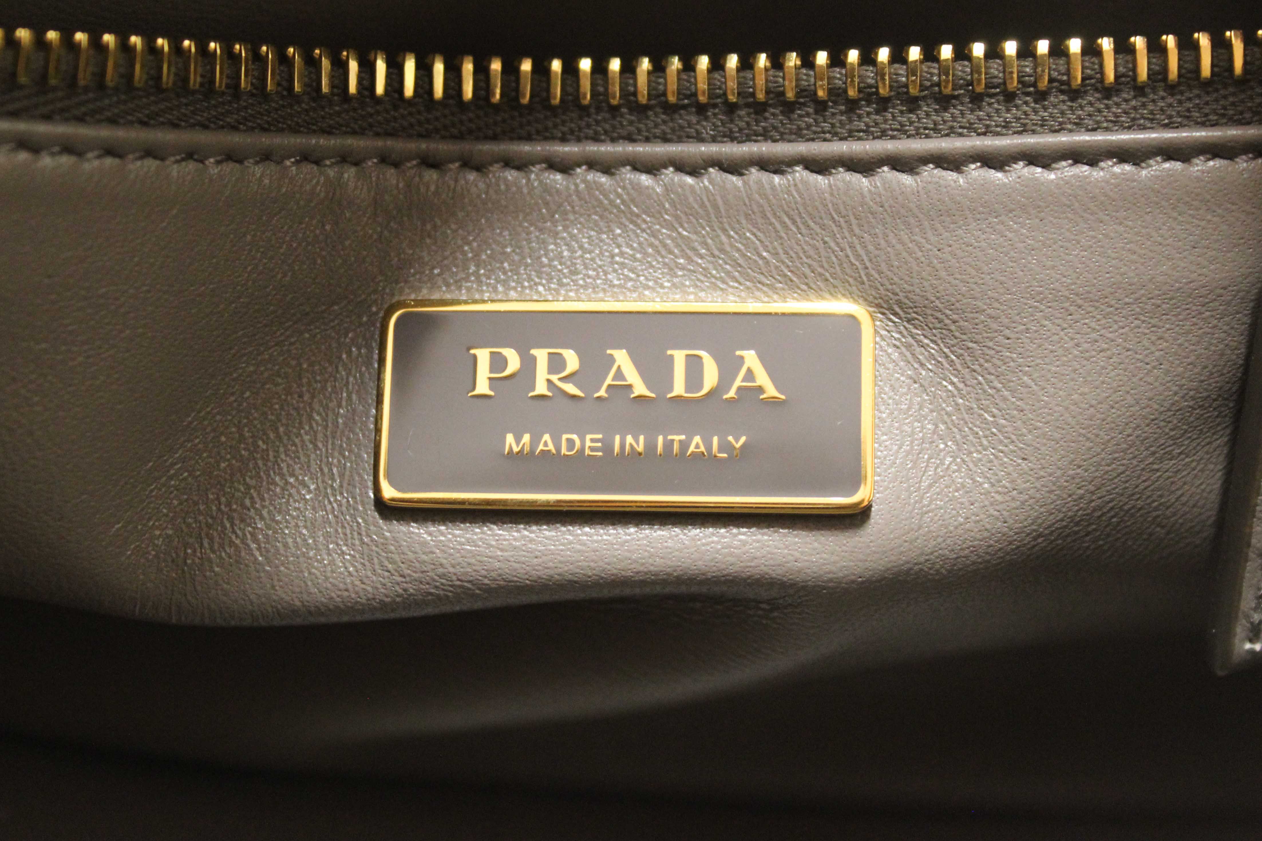 Authentic Prada White Calfskin Leather Aimée Medium Shoulder Bag