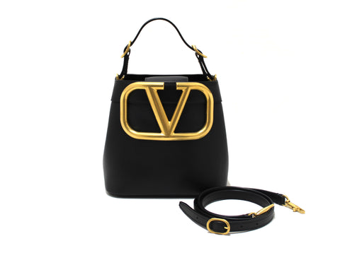 Authentic Valentino Black Leather Supervee Top Handle Bag