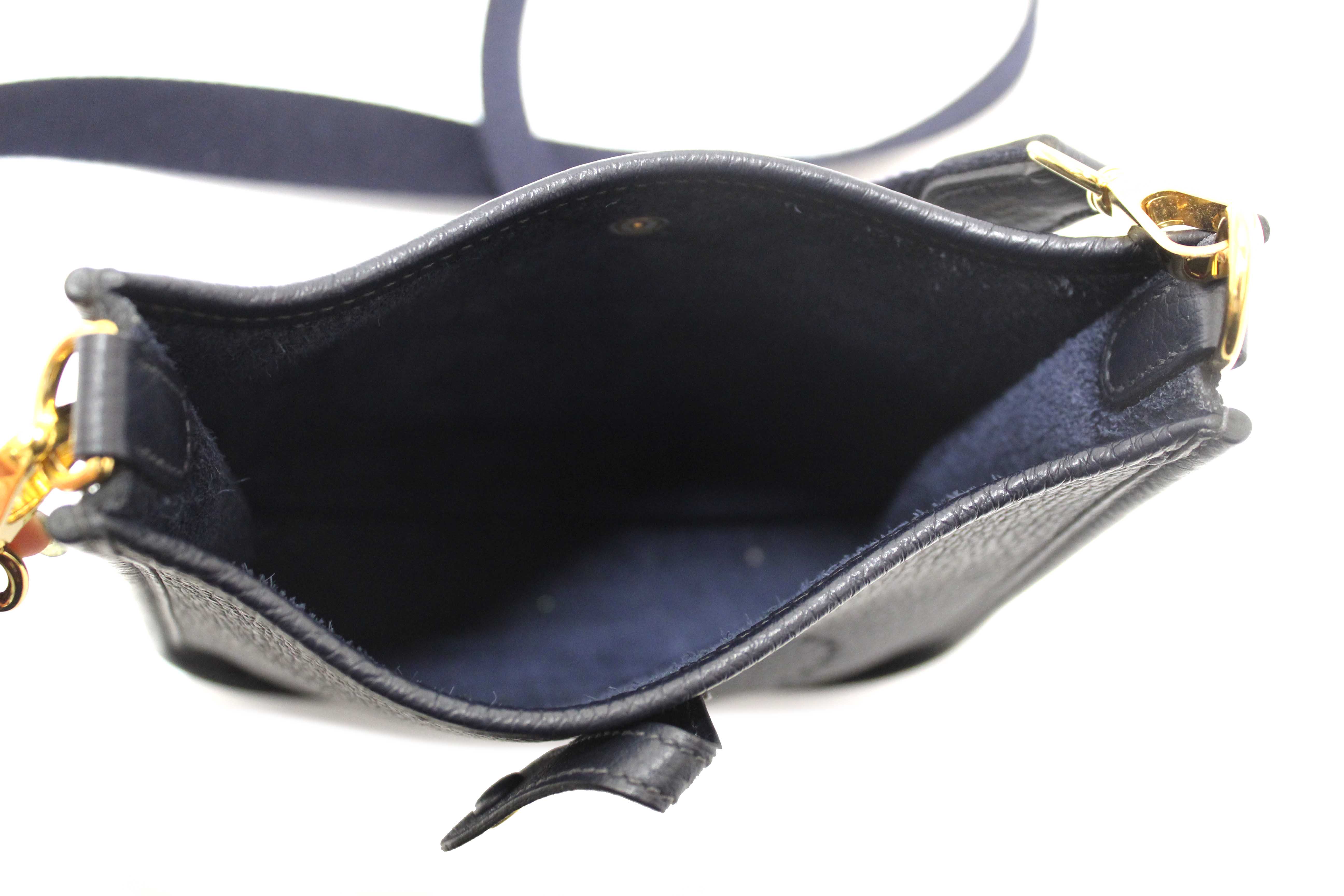 Authentic Hermes Navy Clemence Leather Evelyne 16 Amazone Bag