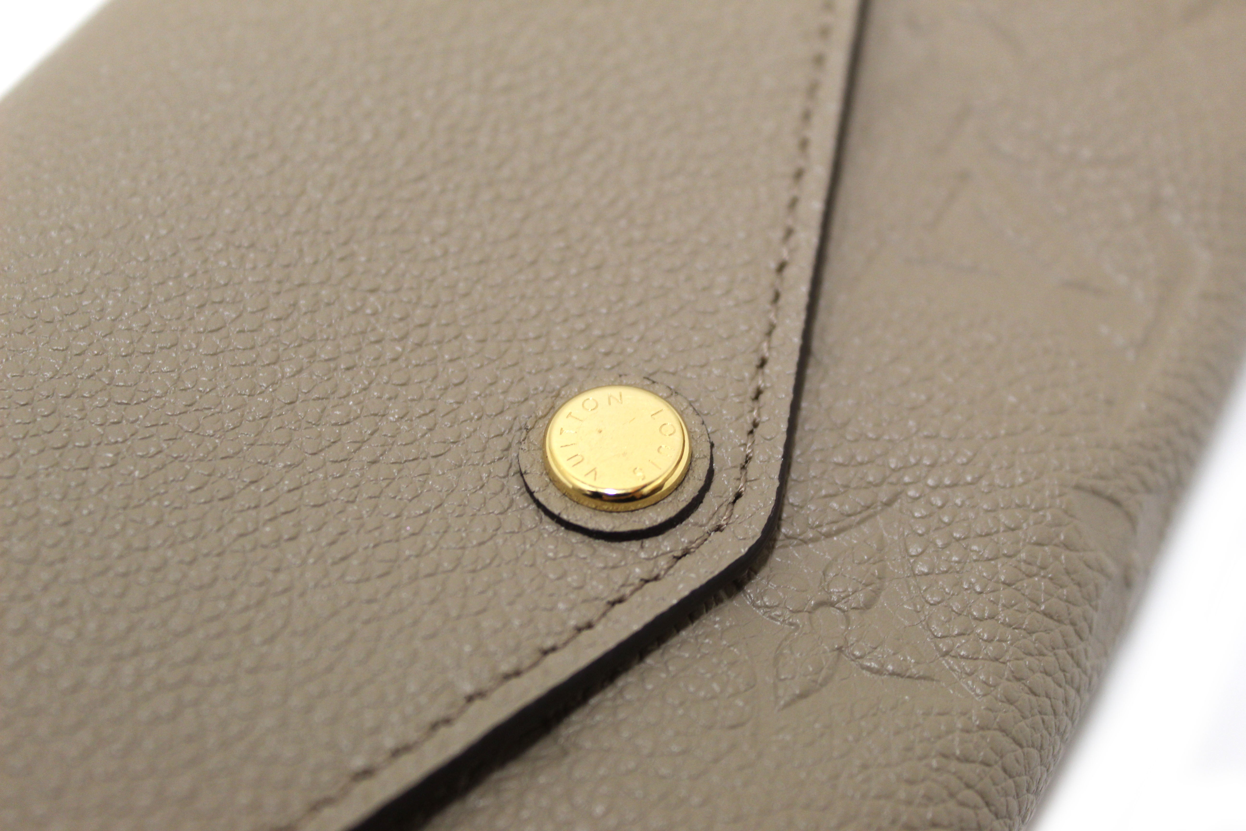 Authentic Louis Vuitton Touterelle Beige Monogram Empreinte Leather Sarah Wallet