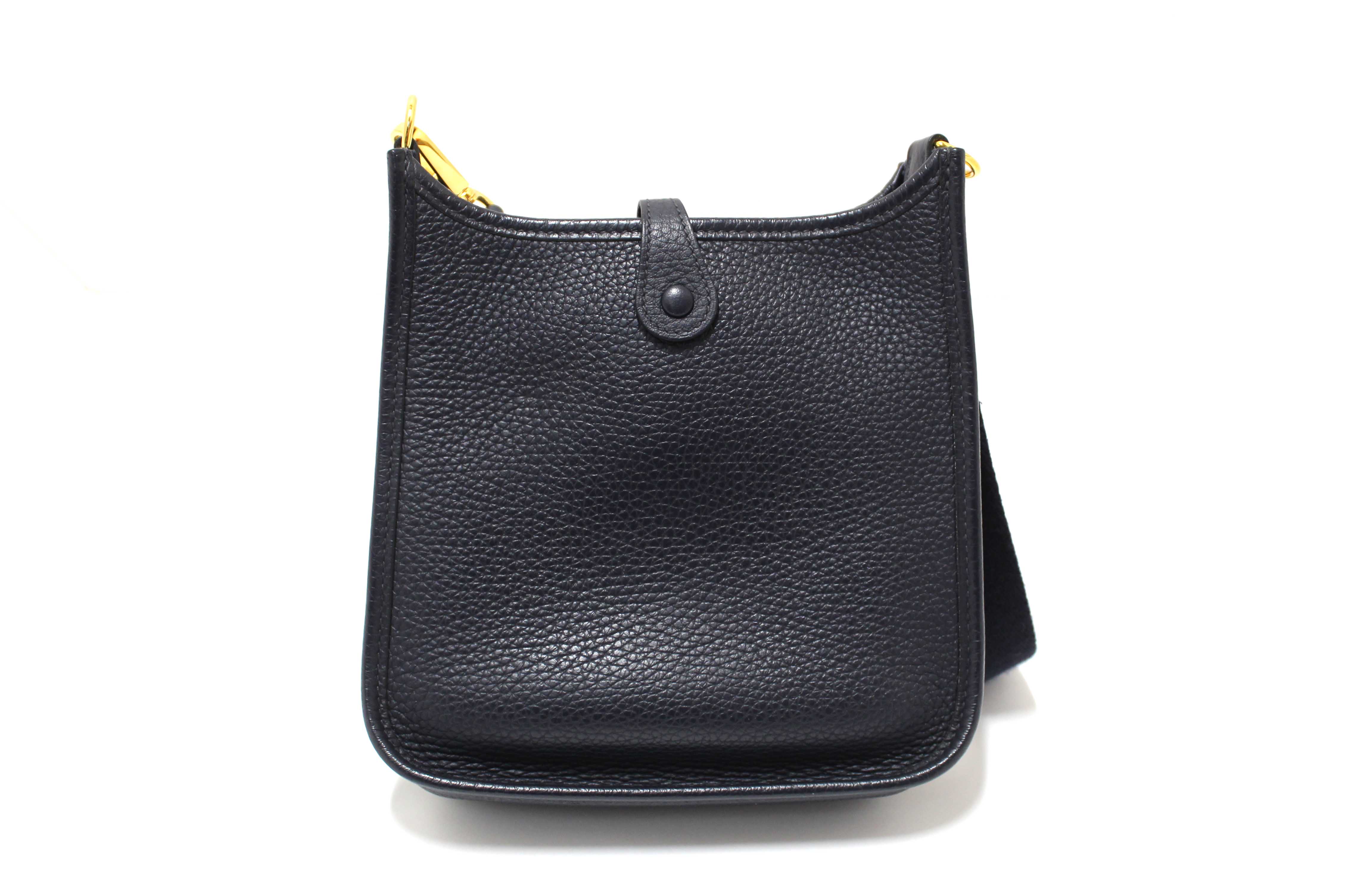 Authentic Hermes Navy Clemence Leather Evelyne 16 Amazone Bag