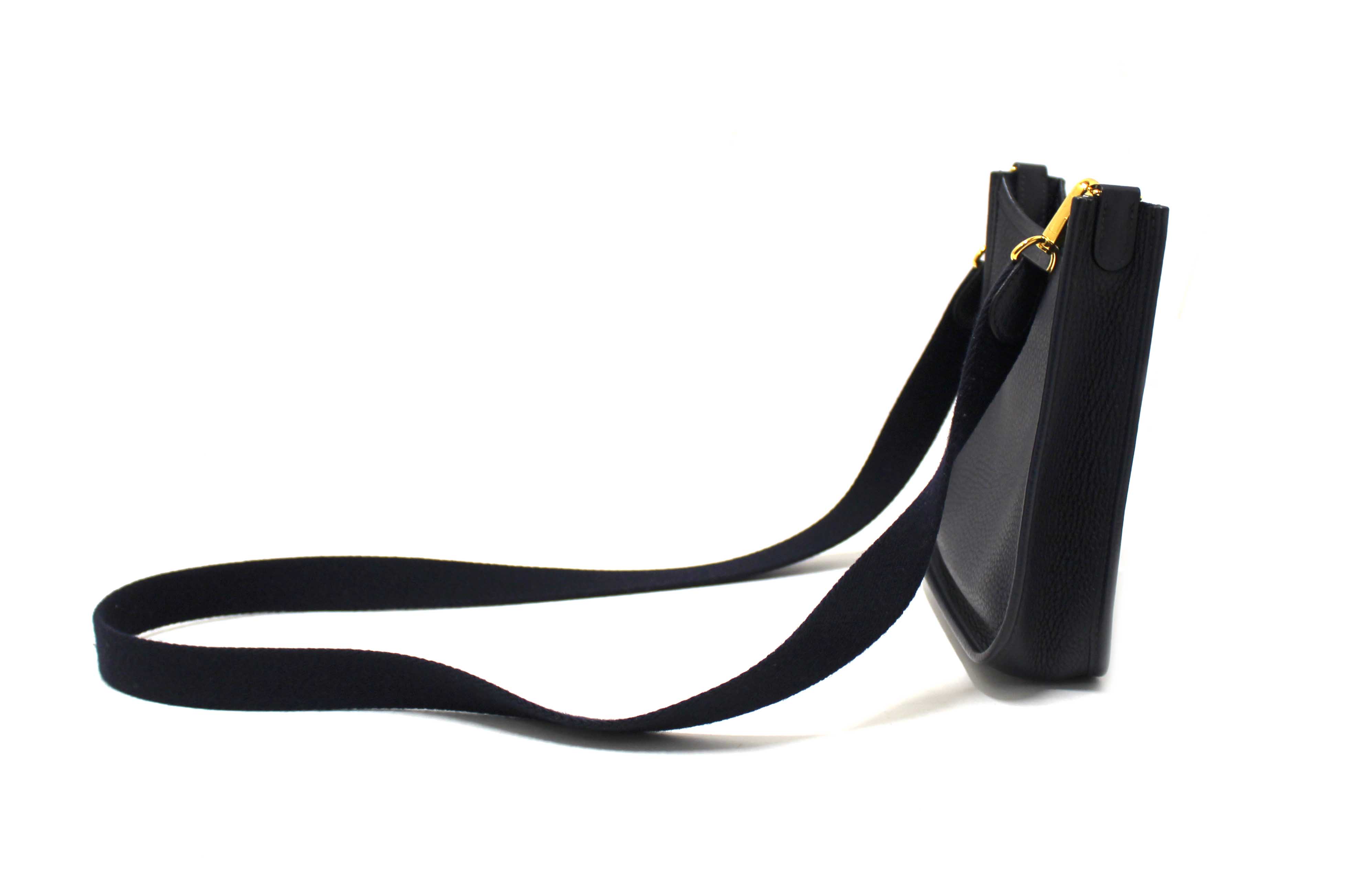 Authentic Hermes Navy Clemence Leather Evelyne 16 Amazone Bag