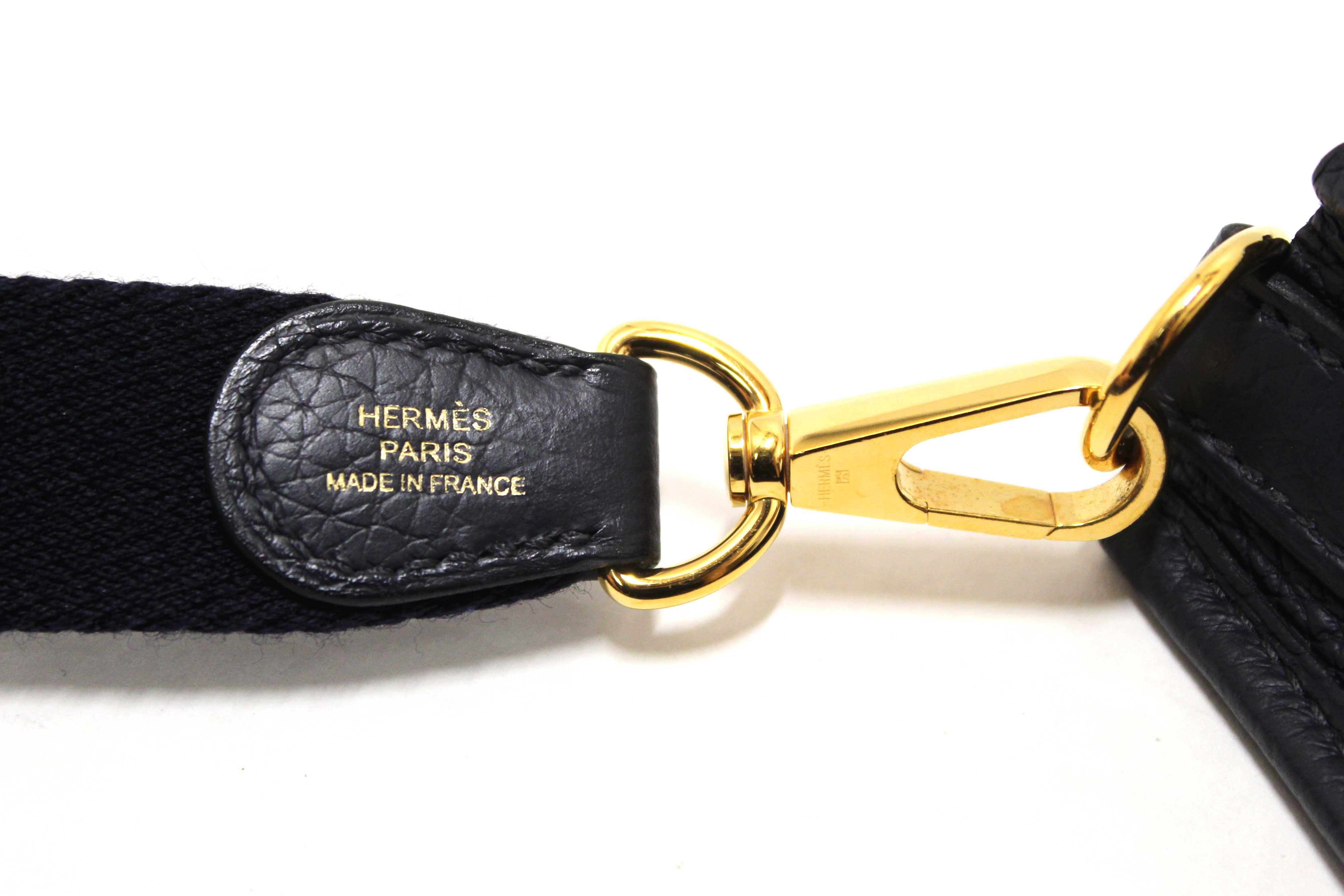 Authentic Hermes Navy Clemence Leather Evelyne 16 Amazone Bag