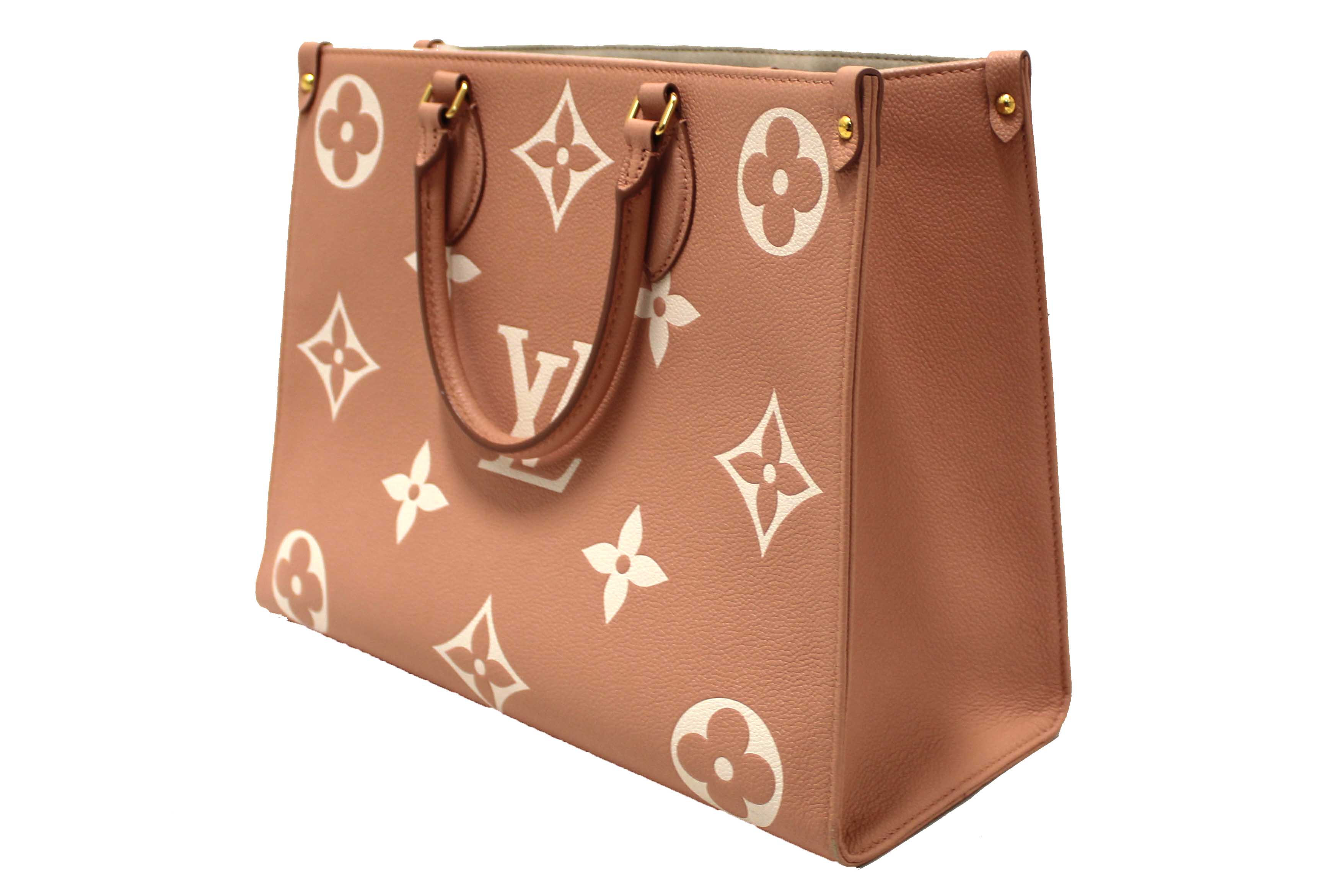 Authentic Louis Vuitton Pink Monogram Empreinte Cowhide Leather OnTheGo MM Bag