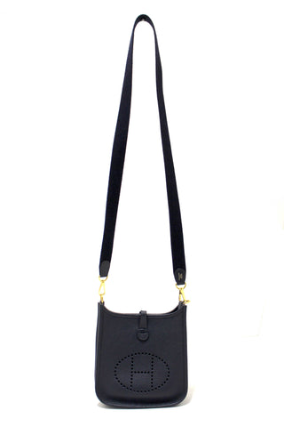 Authentic Hermes Navy Clemence Leather Evelyne 16 Amazone Bag