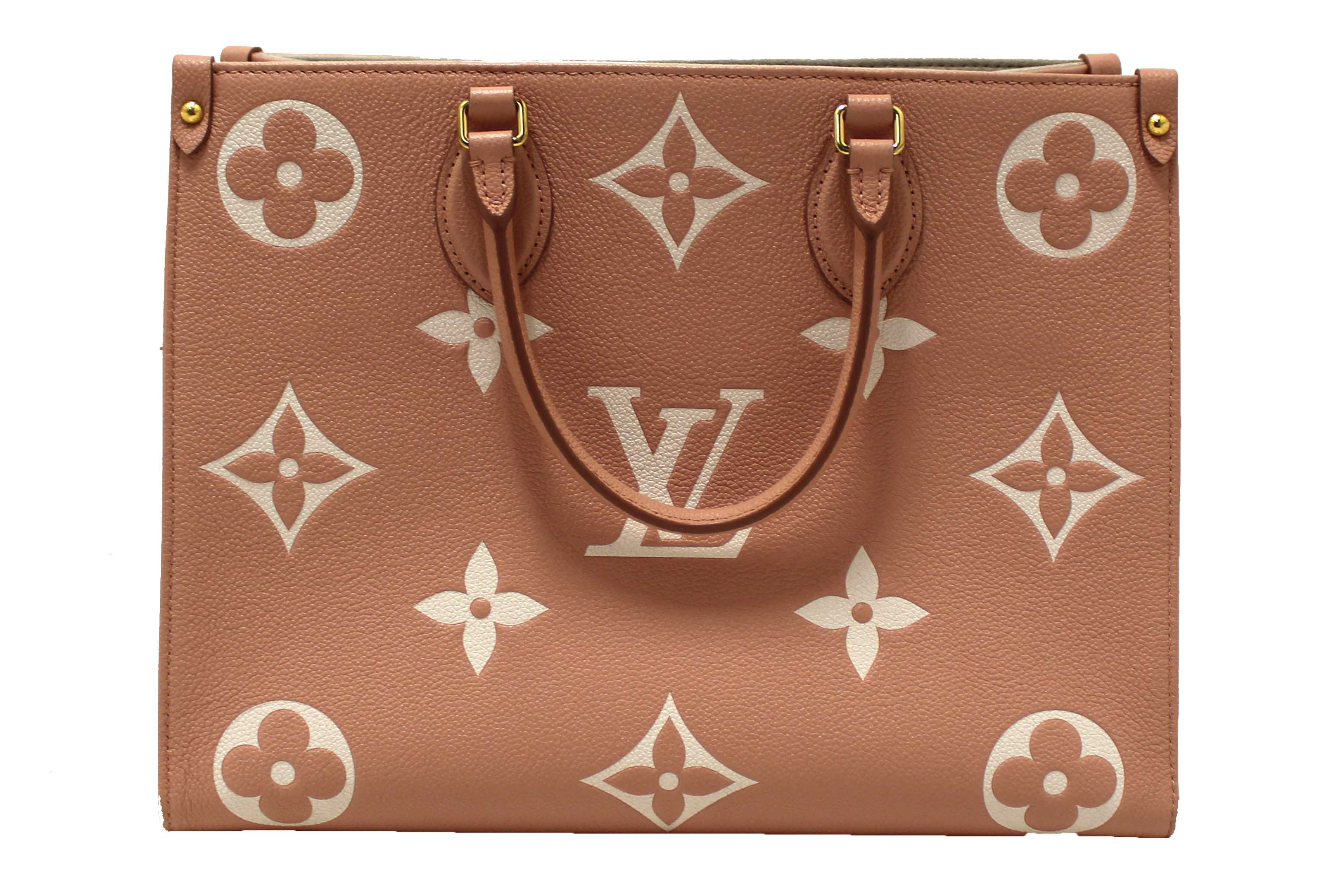 Authentic Louis Vuitton Pink Monogram Empreinte Cowhide Leather OnTheGo MM Bag